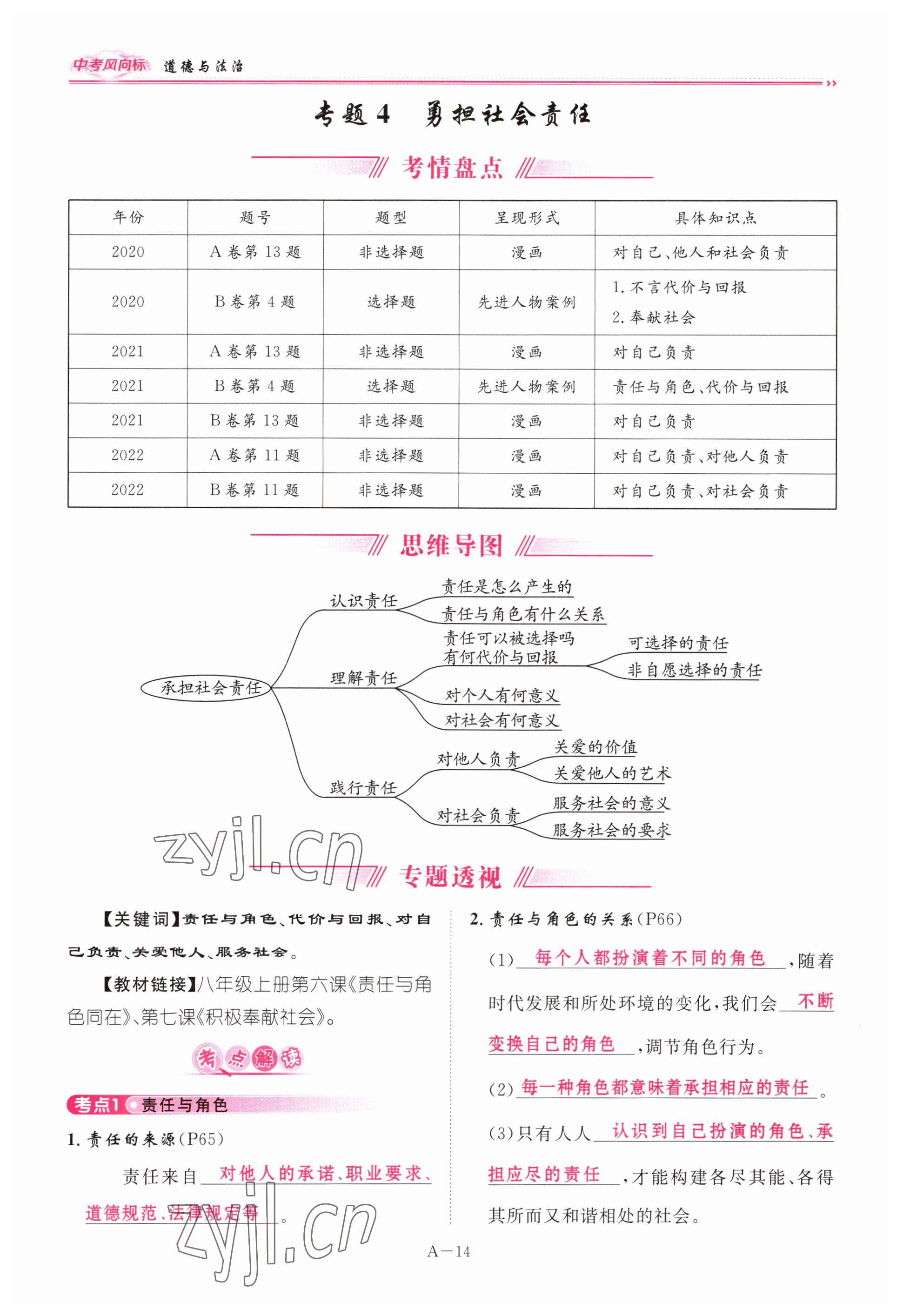 2023年启航中考风向标道德与法治 参考答案第14页