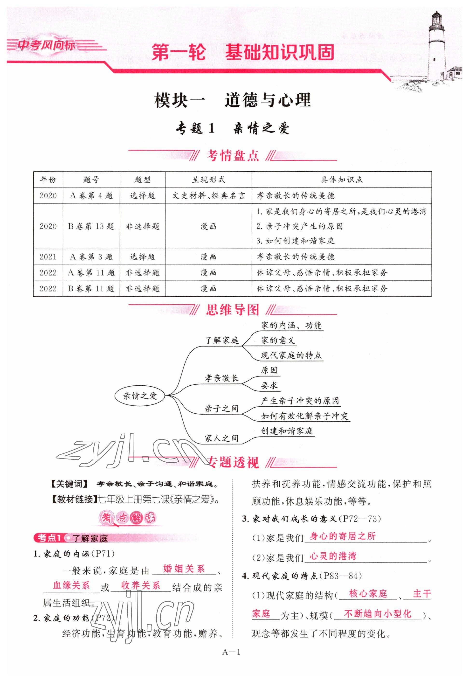 2023年啟航中考風向標道德與法治 參考答案第1頁