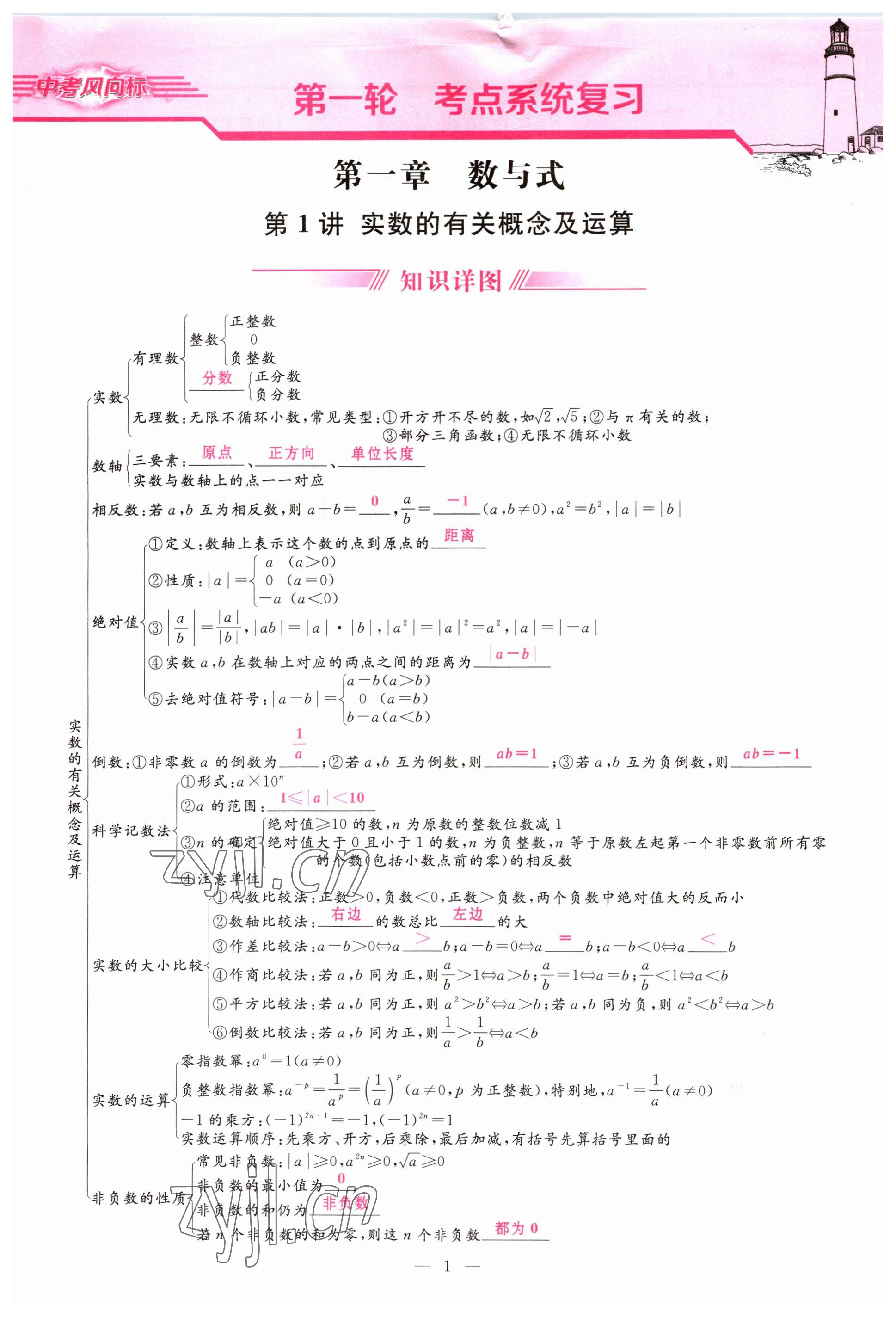 2023年啟航中考風(fēng)向標(biāo)數(shù)學(xué) 參考答案第1頁(yè)