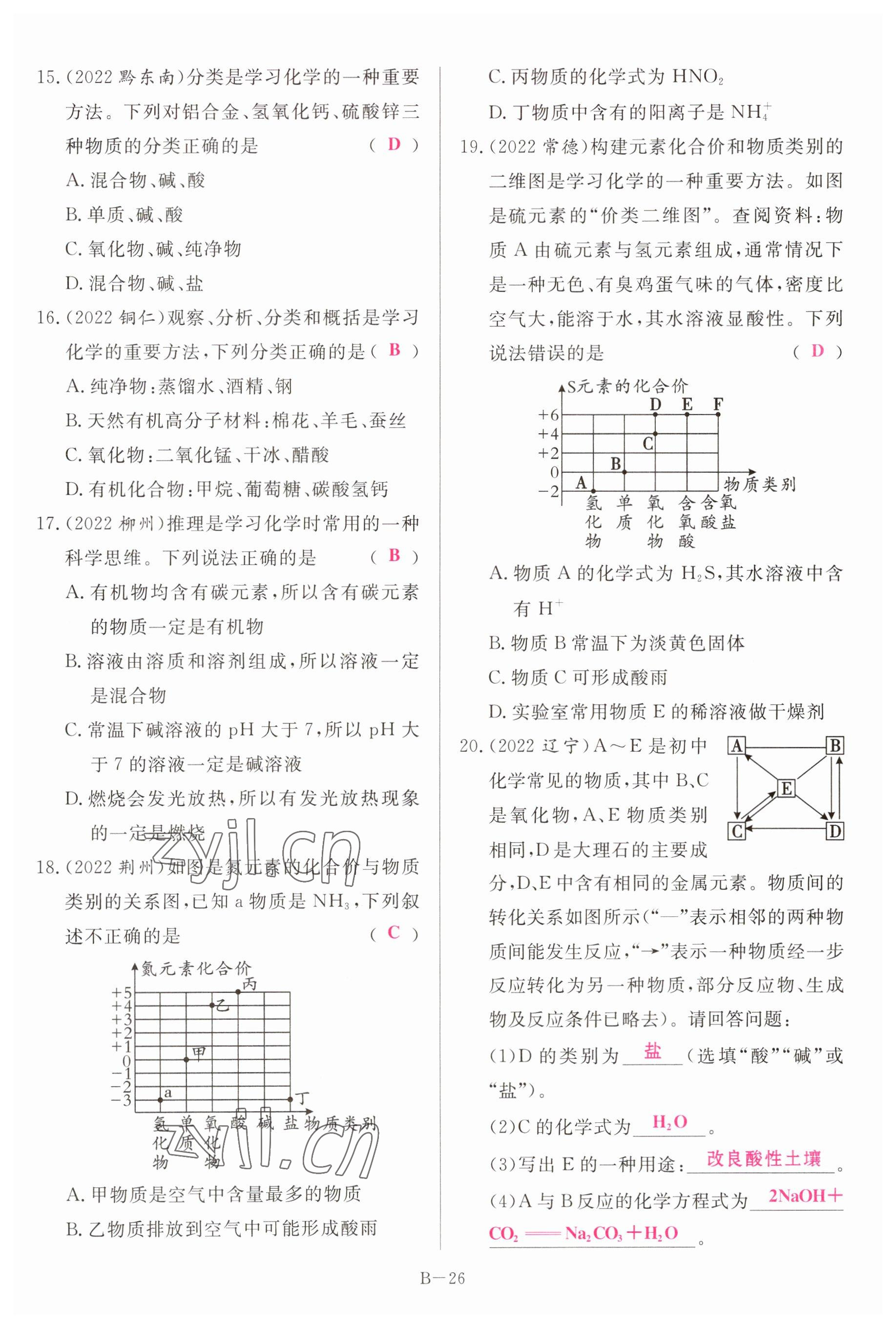 2023年啟航中考風(fēng)向標(biāo)化學(xué) 參考答案第26頁