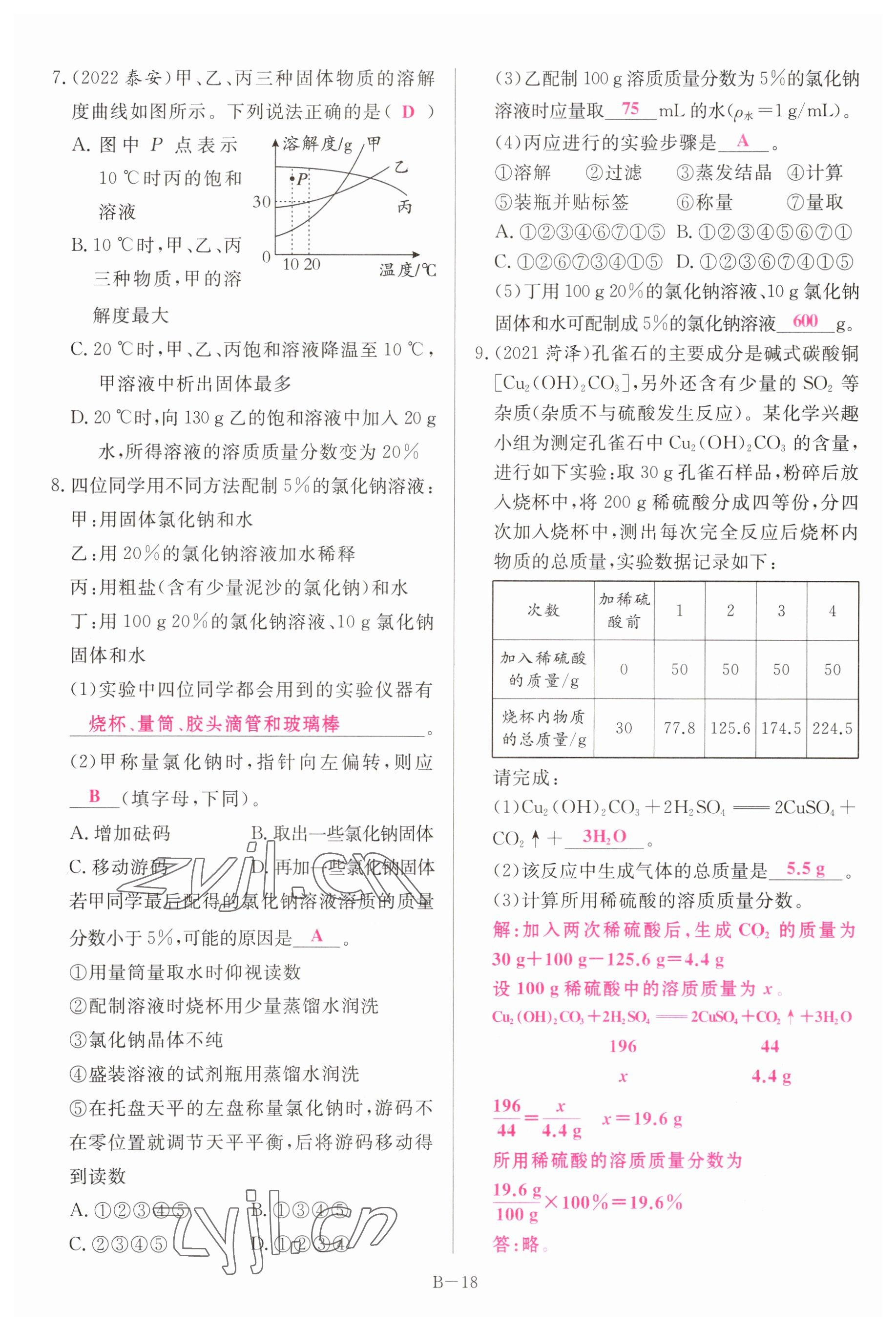 2023年啟航中考風向標化學 參考答案第18頁