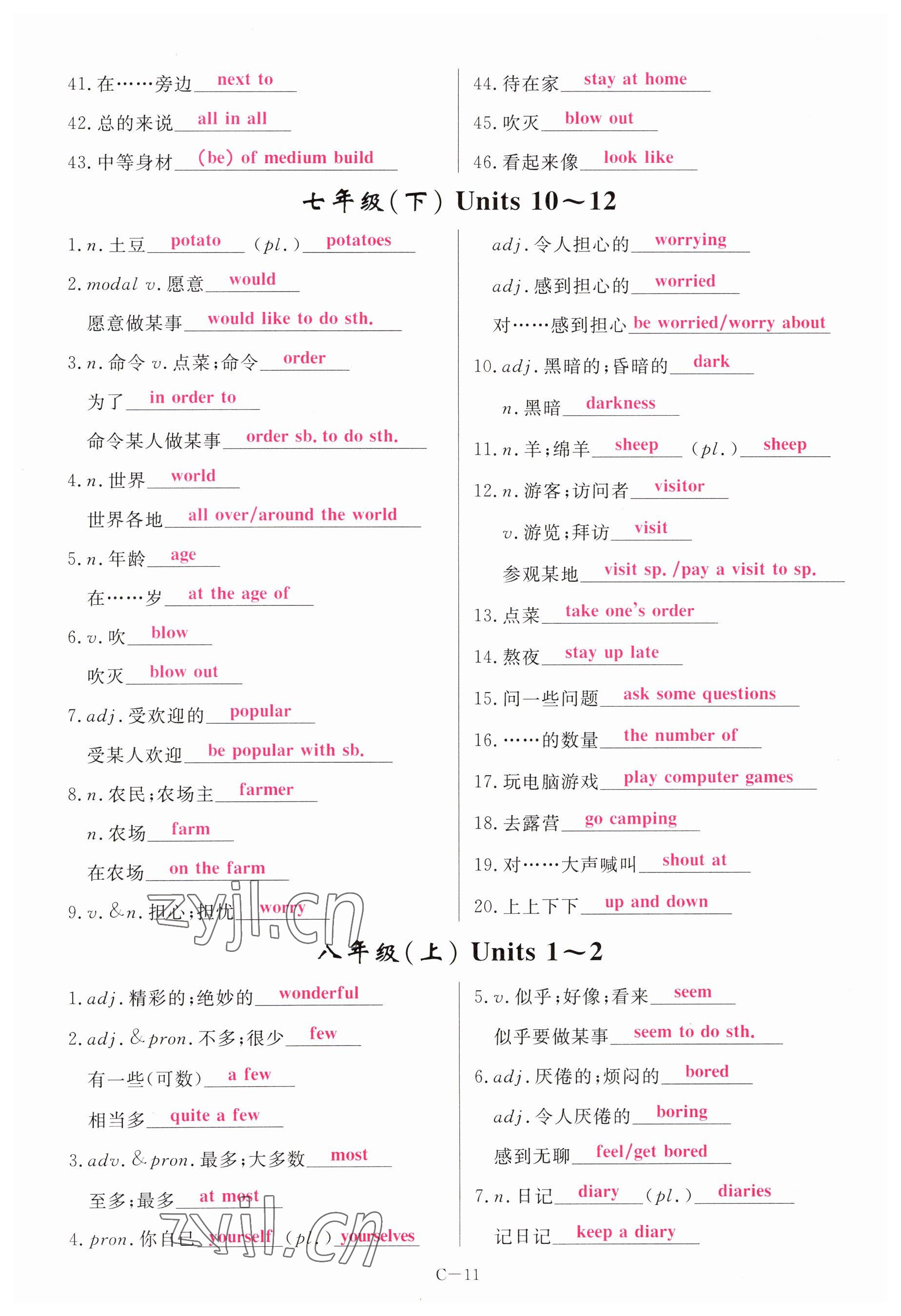 2023年啟航中考風(fēng)向標(biāo)英語 參考答案第11頁