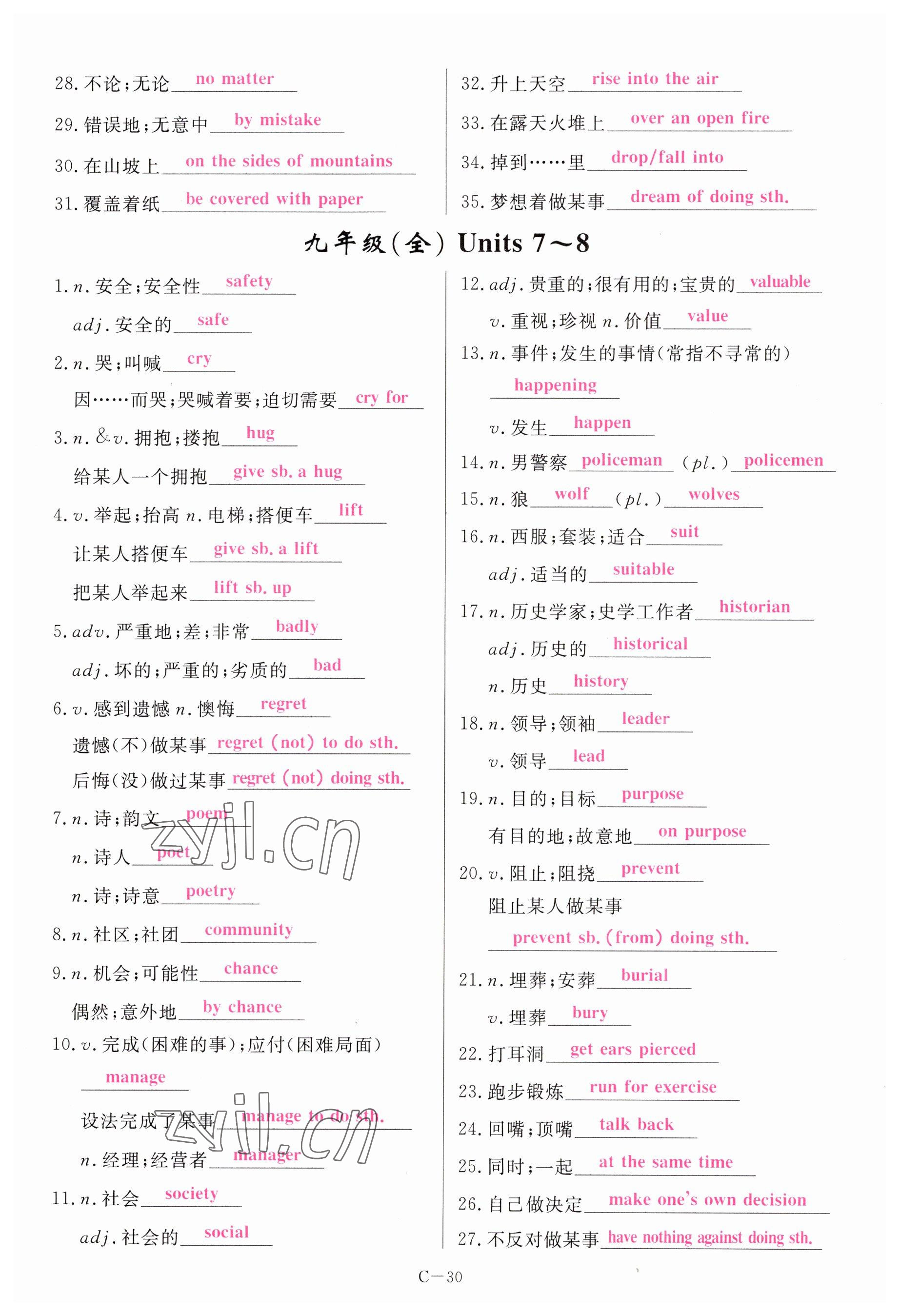 2023年啟航中考風(fēng)向標(biāo)英語 參考答案第30頁