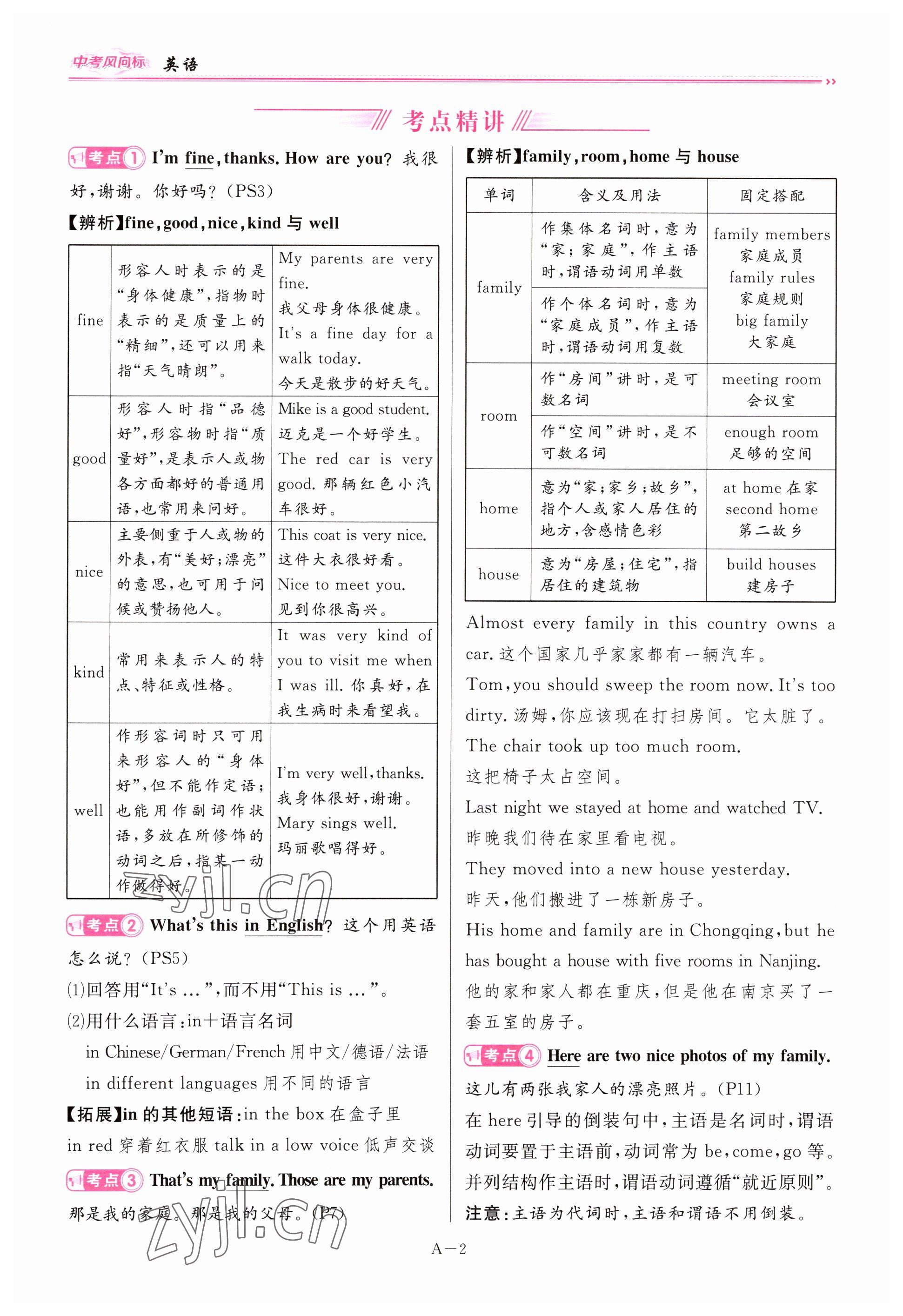 2023年啟航中考風向標英語 參考答案第2頁