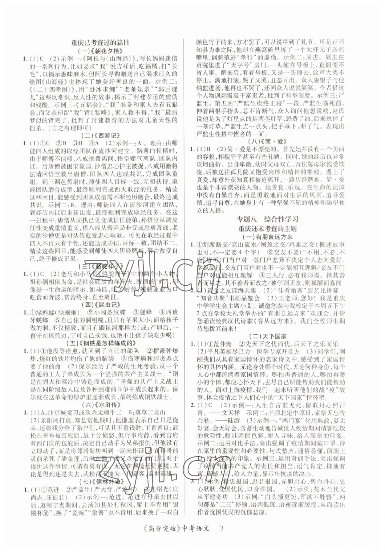 2023年高分突破中考总复习方案语文重庆专版&nbsp;第7页