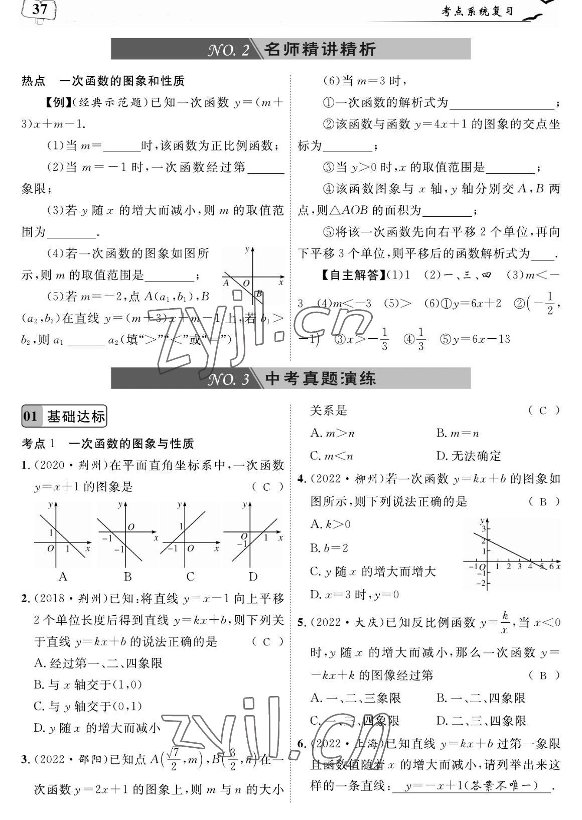 2023年荊州中考復習指南數學荊州專版 參考答案第37頁