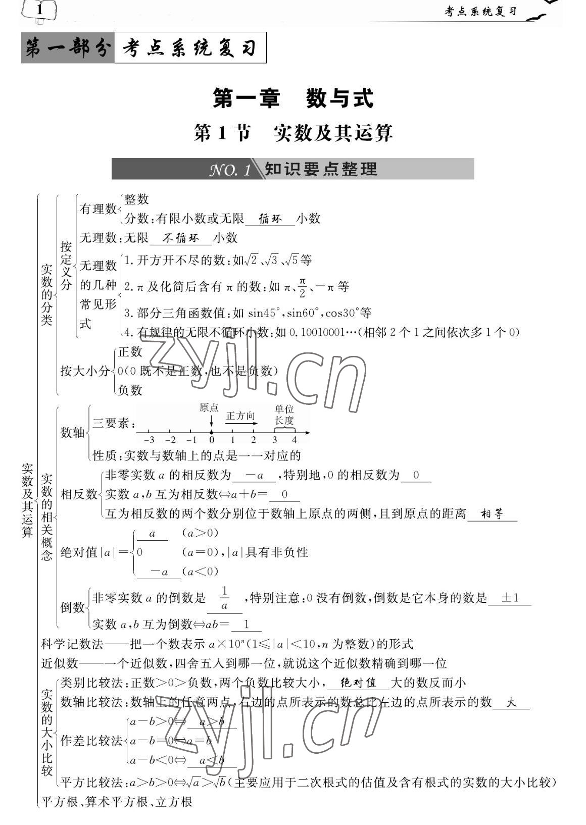 2023年荊州中考復習指南數學荊州專版 參考答案第1頁