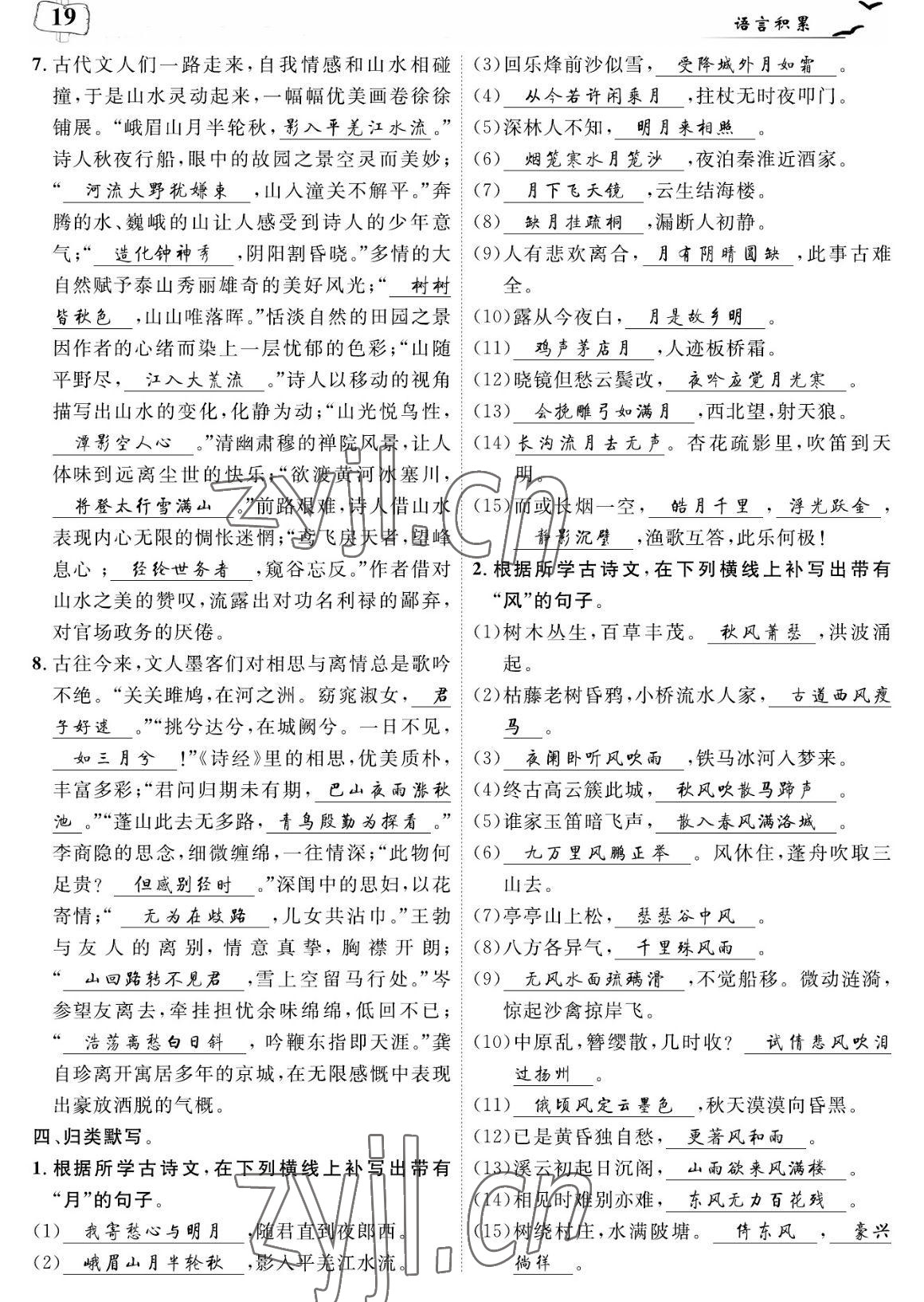 2023年荊州中考中考復習指南語文中考荊州專版 參考答案第19頁