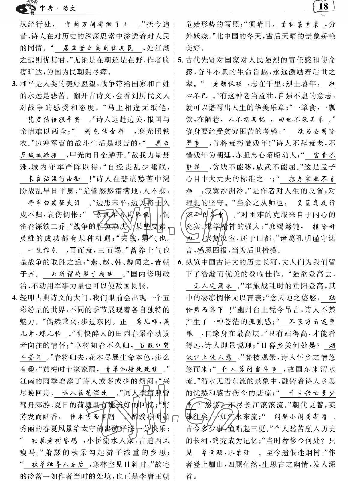 2023年荊州中考中考復(fù)習(xí)指南語文中考荊州專版 參考答案第18頁