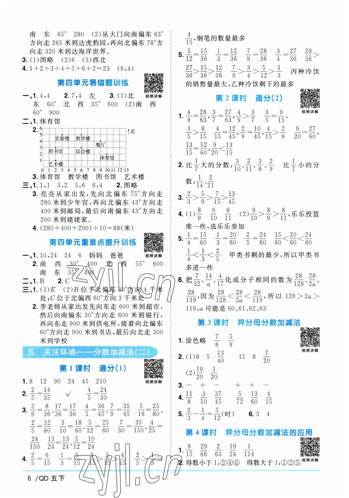 2023年阳光同学课时优化作业五年级数学下册青岛版 参考答案第6页