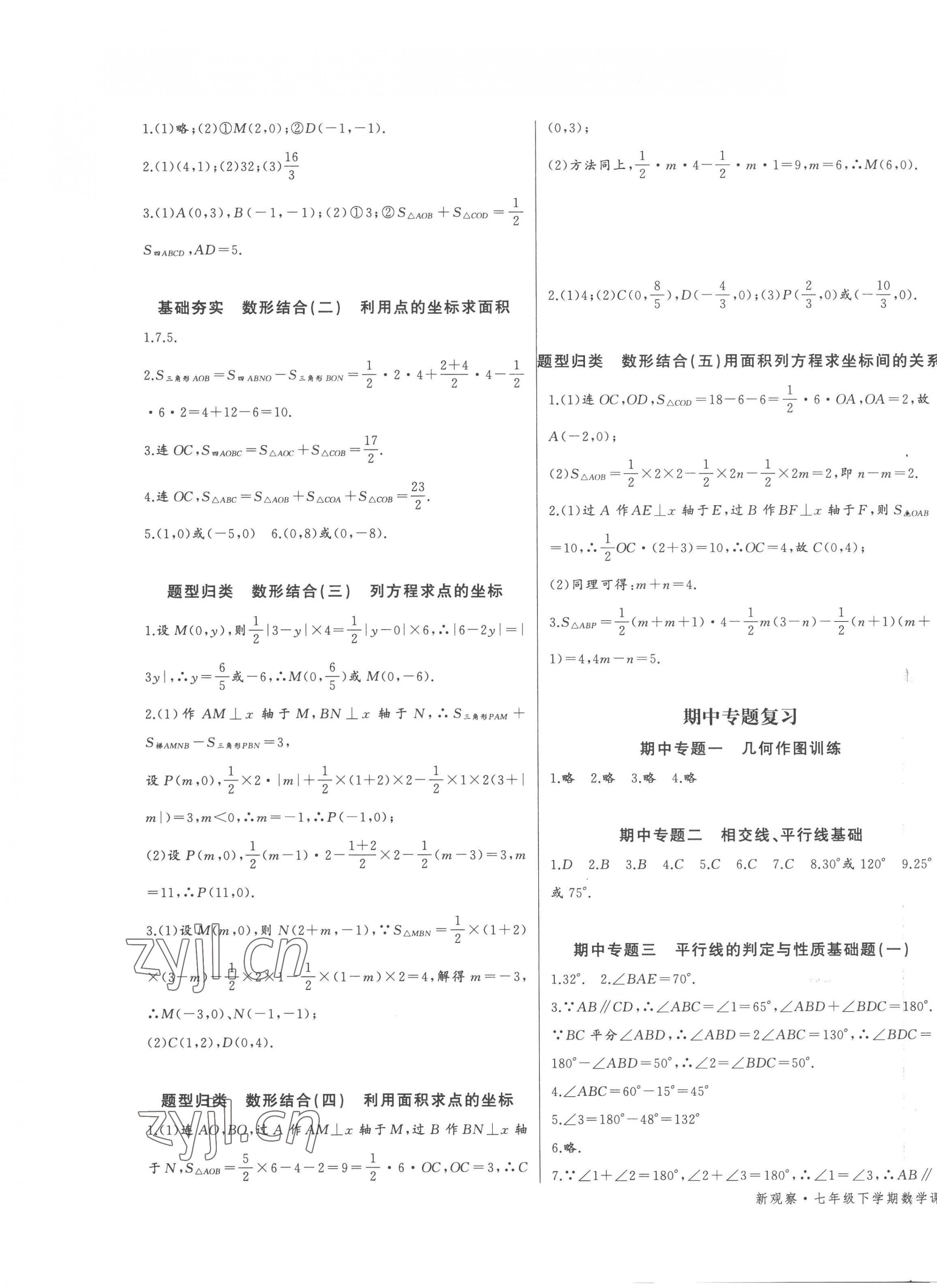 2023年思维新观察七年级数学下册 参考答案第7页