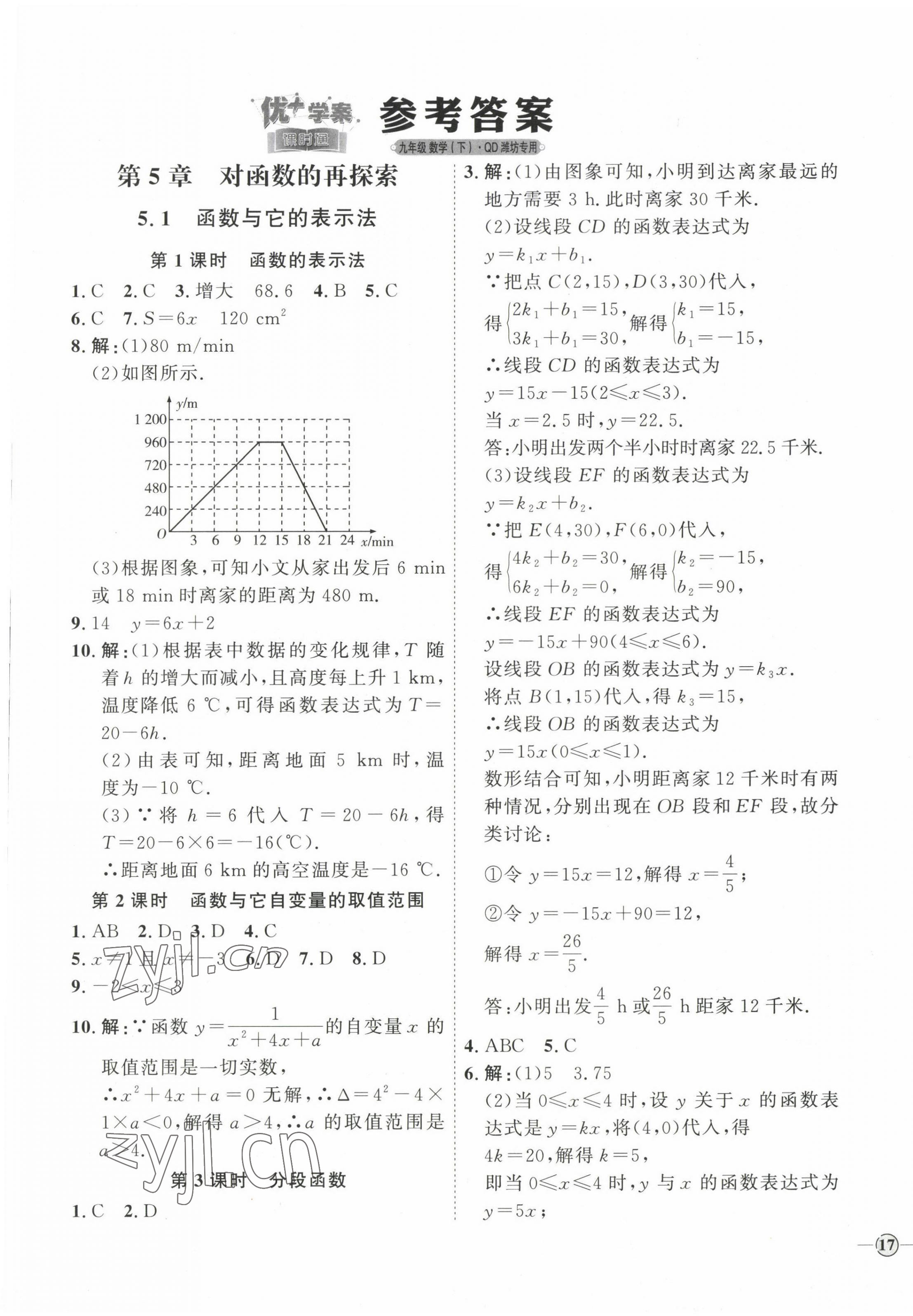 2023年優(yōu)加學(xué)案課時(shí)通九年級(jí)數(shù)學(xué)下冊(cè)青島版濰坊專版 參考答案第1頁(yè)