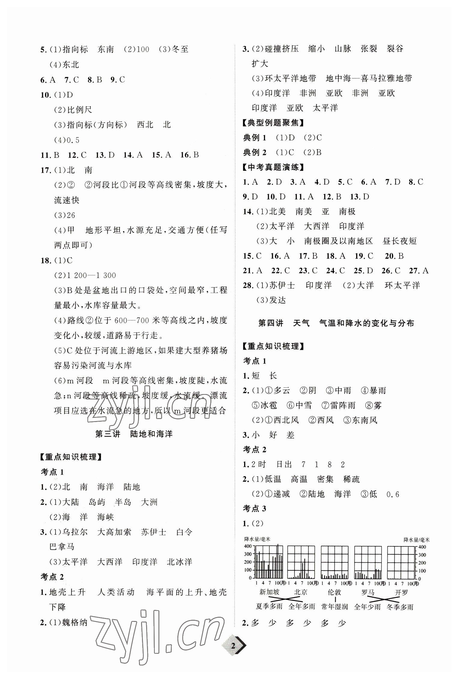 2023年优加学案赢在中考地理 参考答案第2页