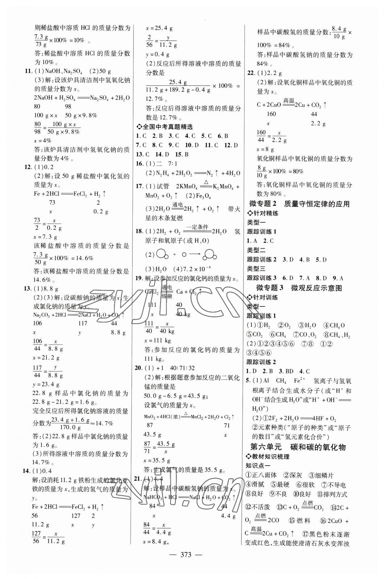 2023年全程导航初中总复习化学临沂专版 参考答案第4页