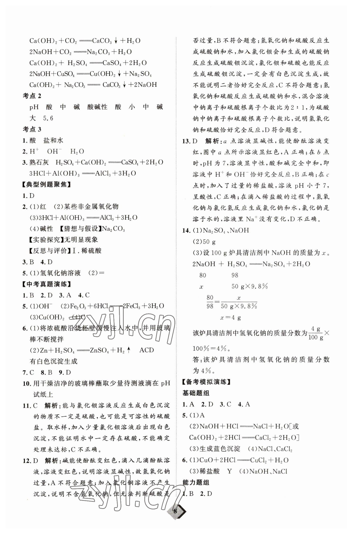 2023年優(yōu)加學(xué)案贏在中考化學(xué) 參考答案第8頁