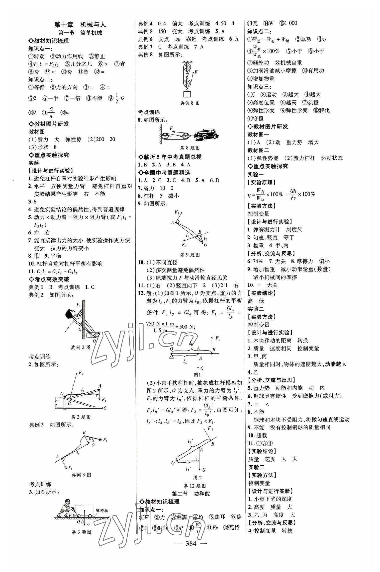 2023年全程导航初中总复习物理临沂专版 参考答案第7页