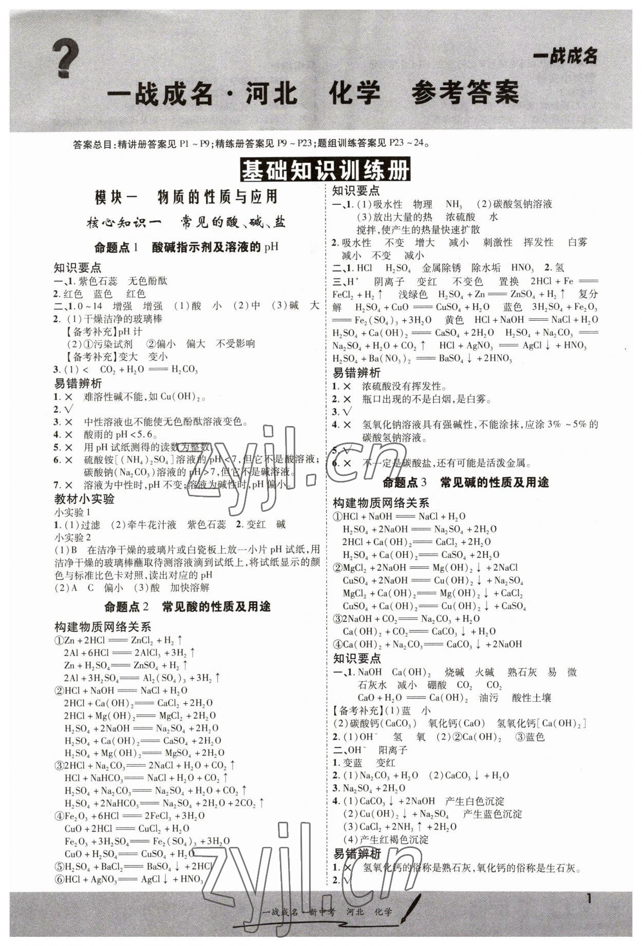 2023年一战成名考前新方案化学河北中考 第1页