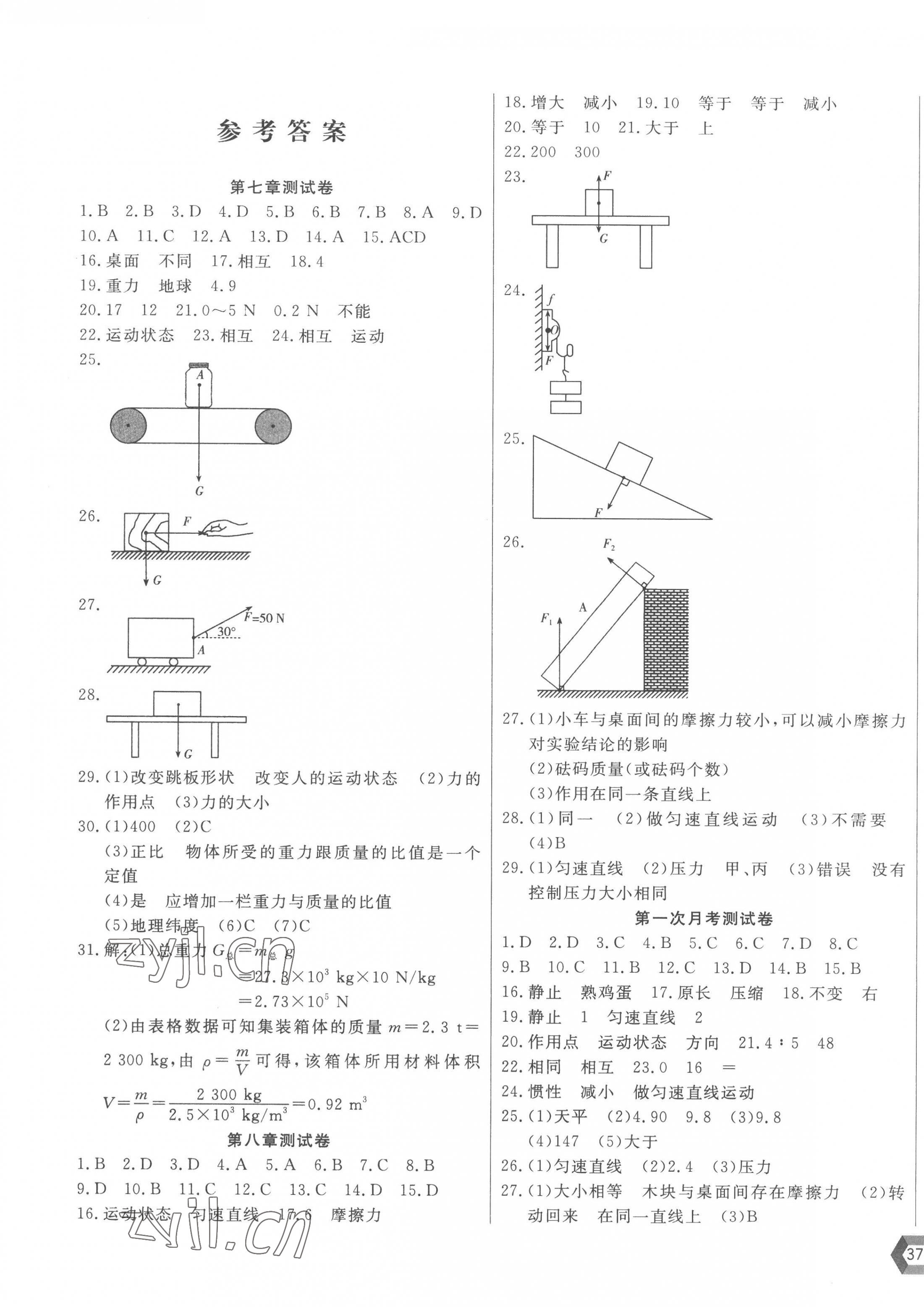 2023年新思維名師培優(yōu)卷八年級物理下冊人教版 第1頁