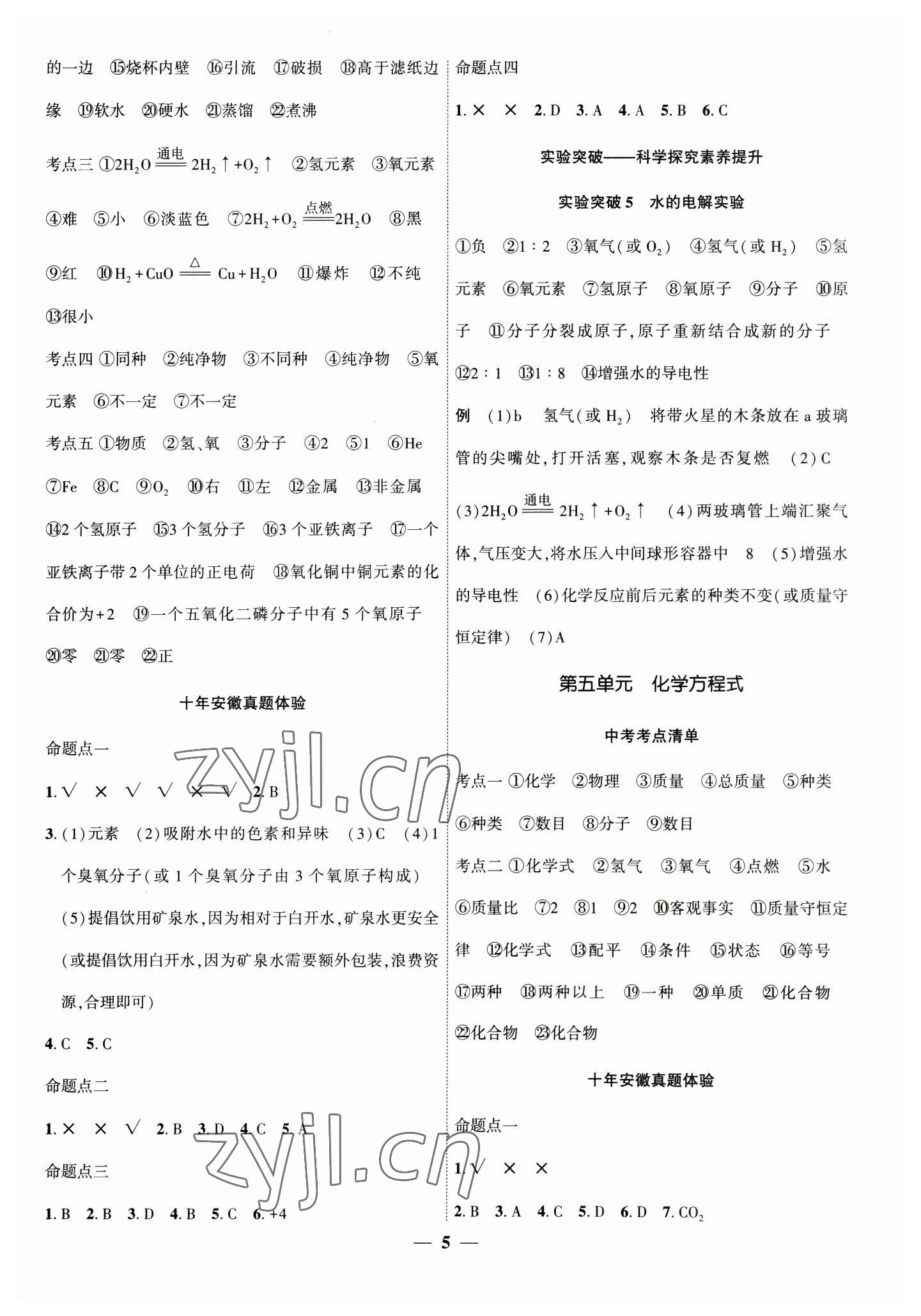 2023年安徽中考全程突破化學(xué) 第5頁(yè)