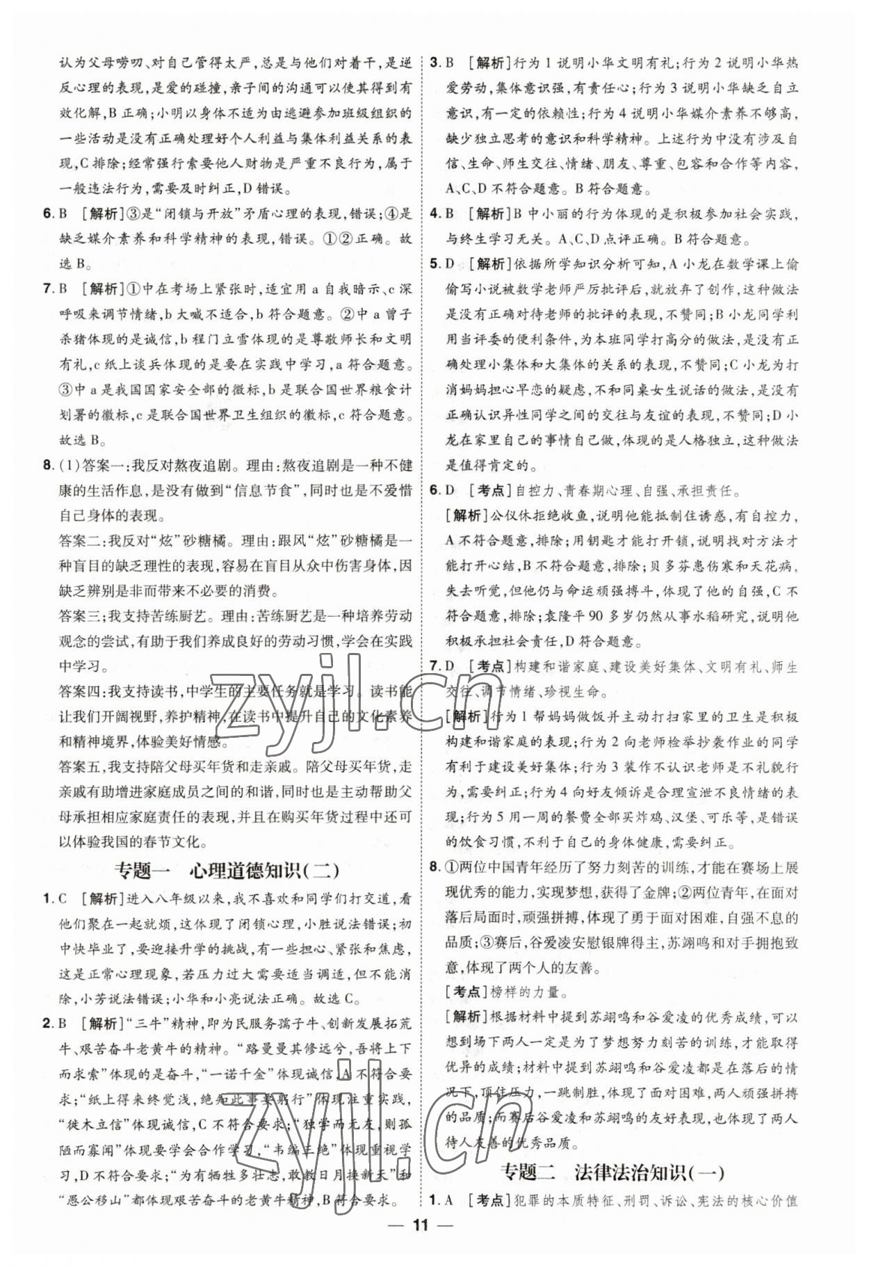 2023年99+1活頁卷中考領航者道德與法治 第11頁