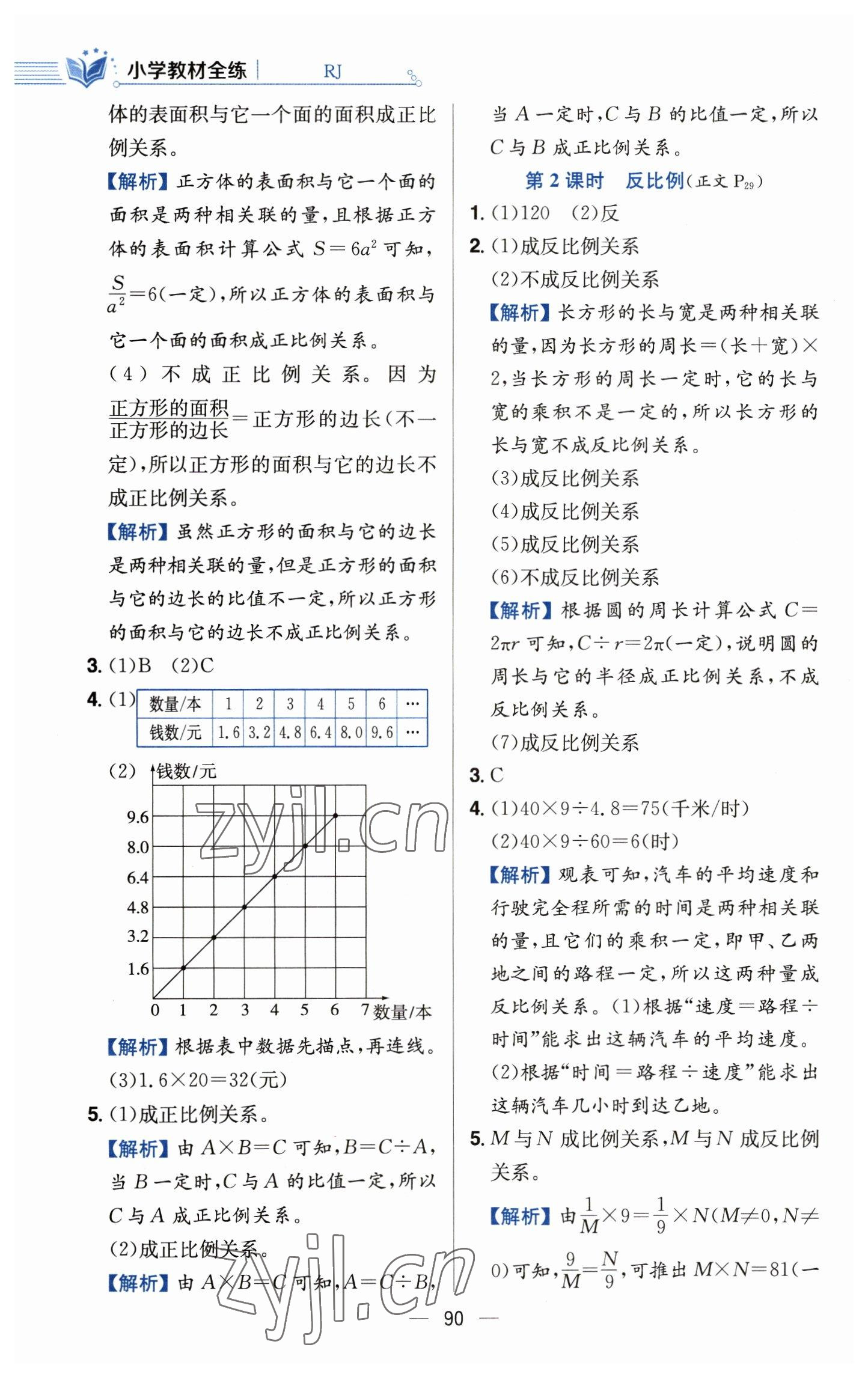 2023年教材全练六年级数学下册人教版 参考答案第14页