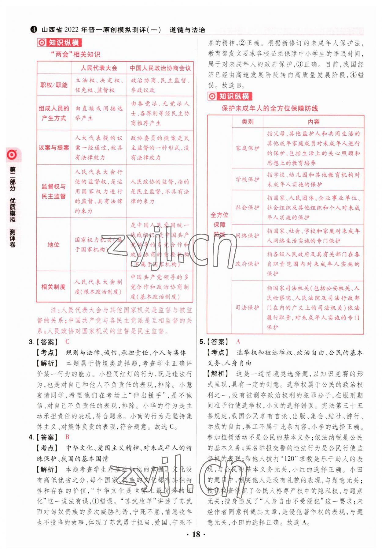 2023年晉一中考山西真題道德與法治 參考答案第18頁
