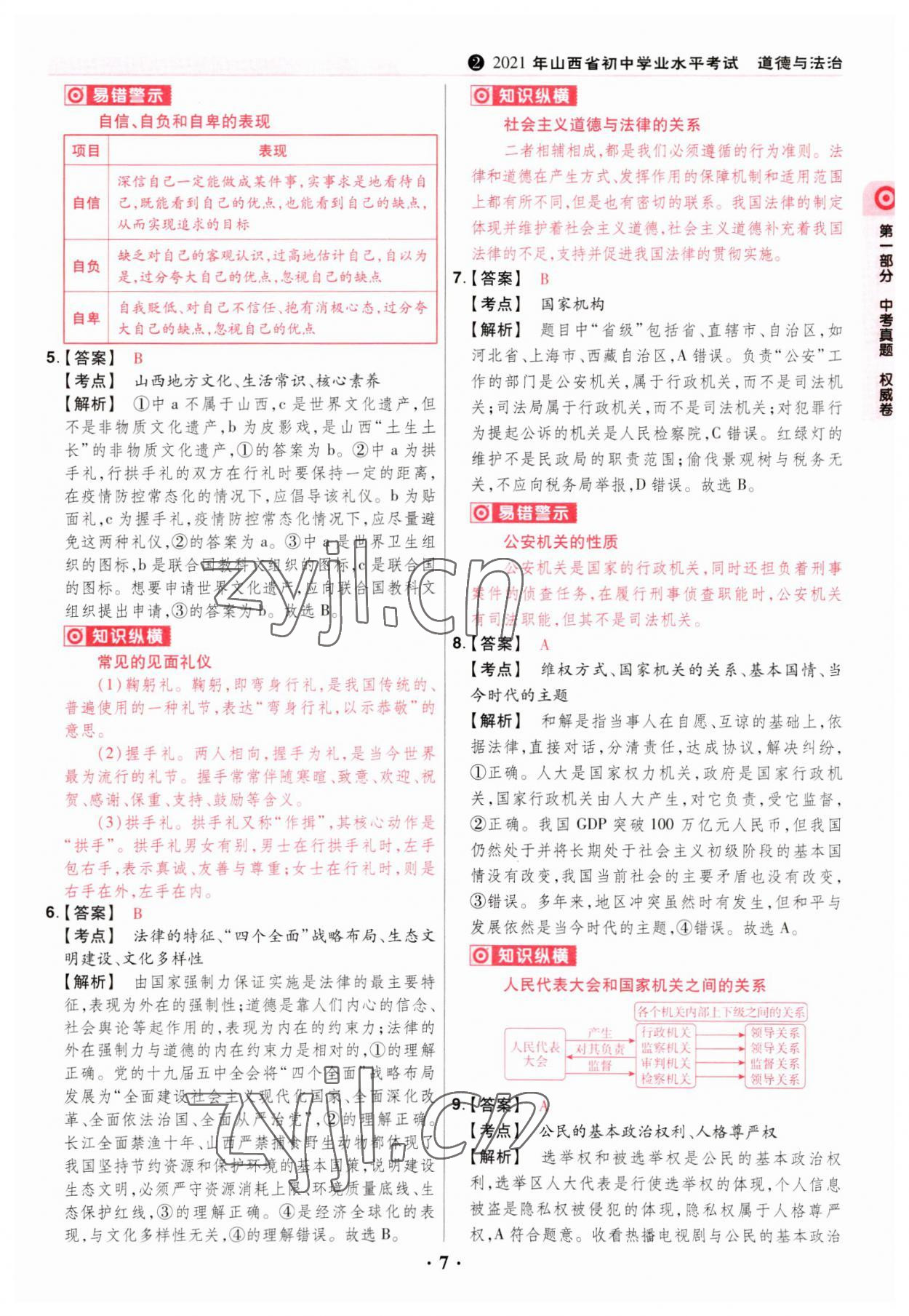 2023年晉一中考山西真題道德與法治 參考答案第7頁
