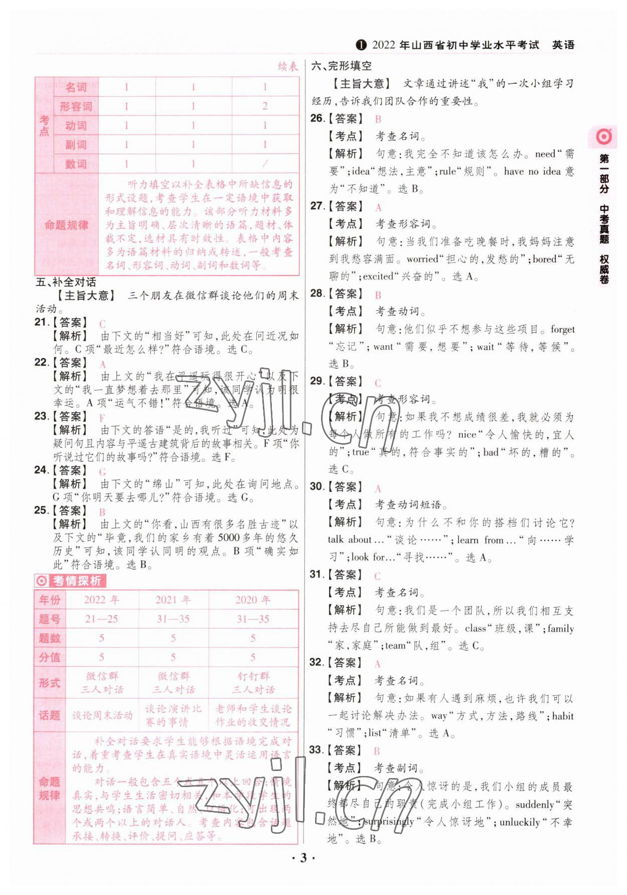 2023年晉一中考山西真題英語 第3頁