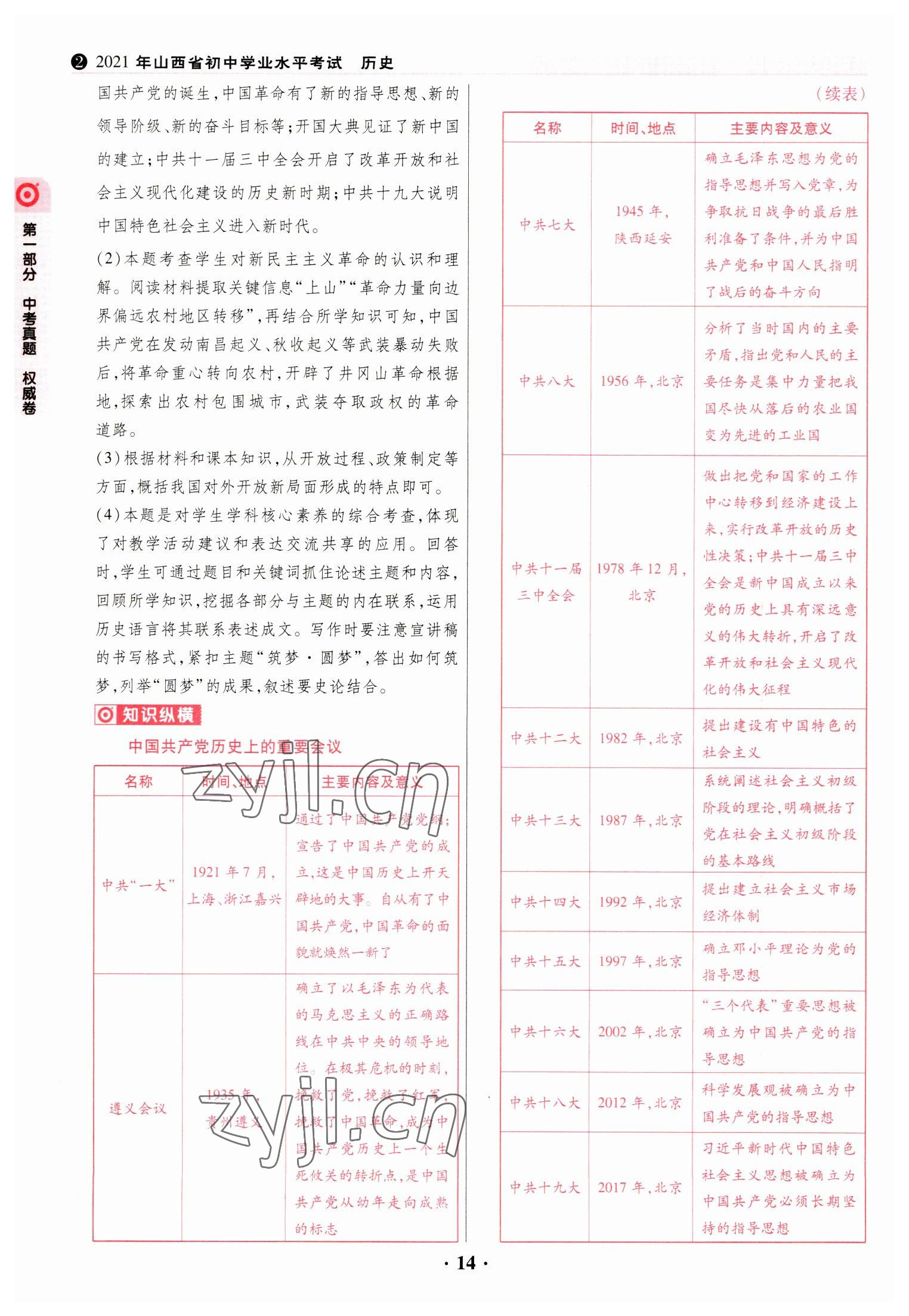 2023年晉一中考山西真題歷史 參考答案第14頁