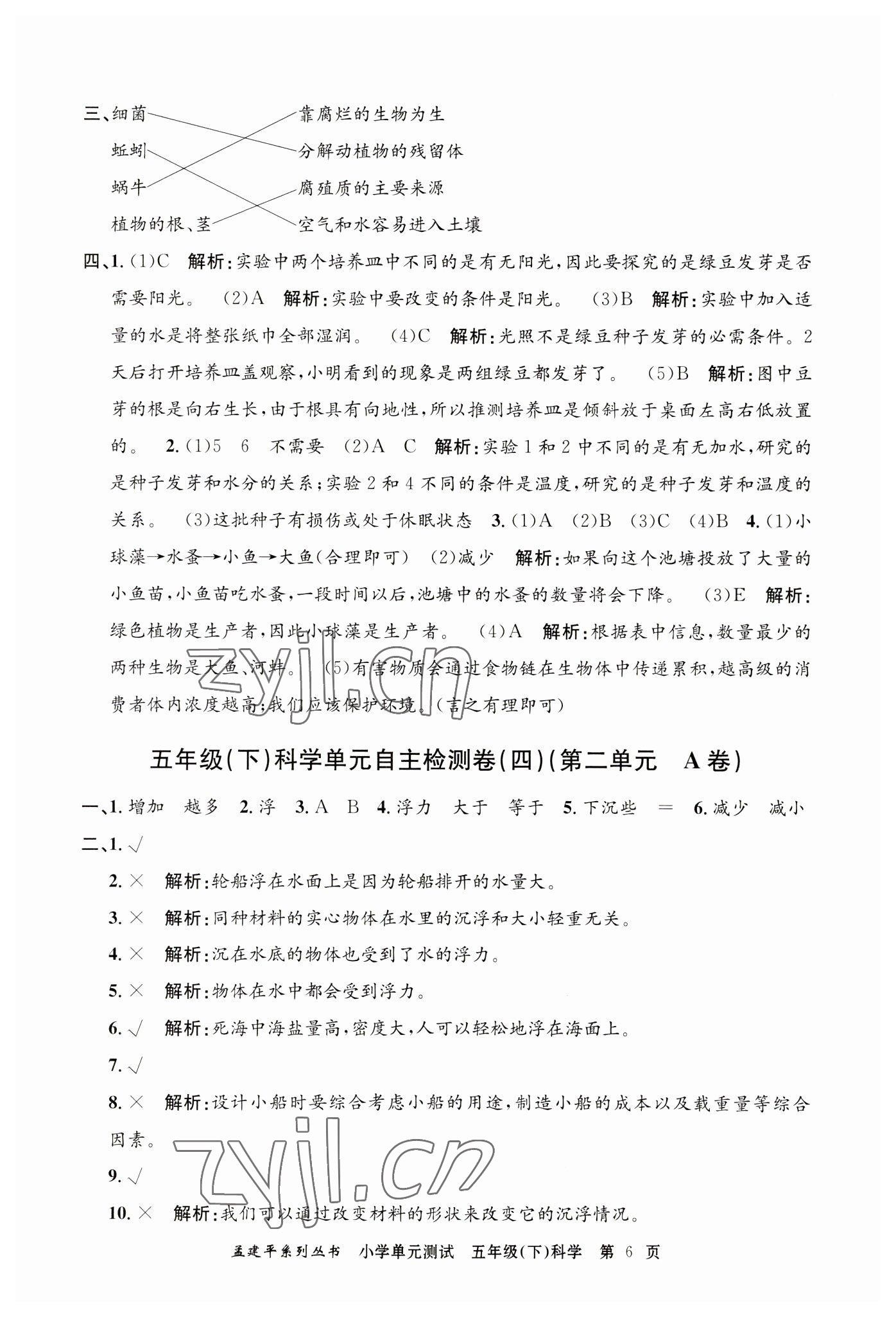 2023年孟建平單元測(cè)試五年級(jí)科學(xué)下冊(cè)教科版 第6頁(yè)