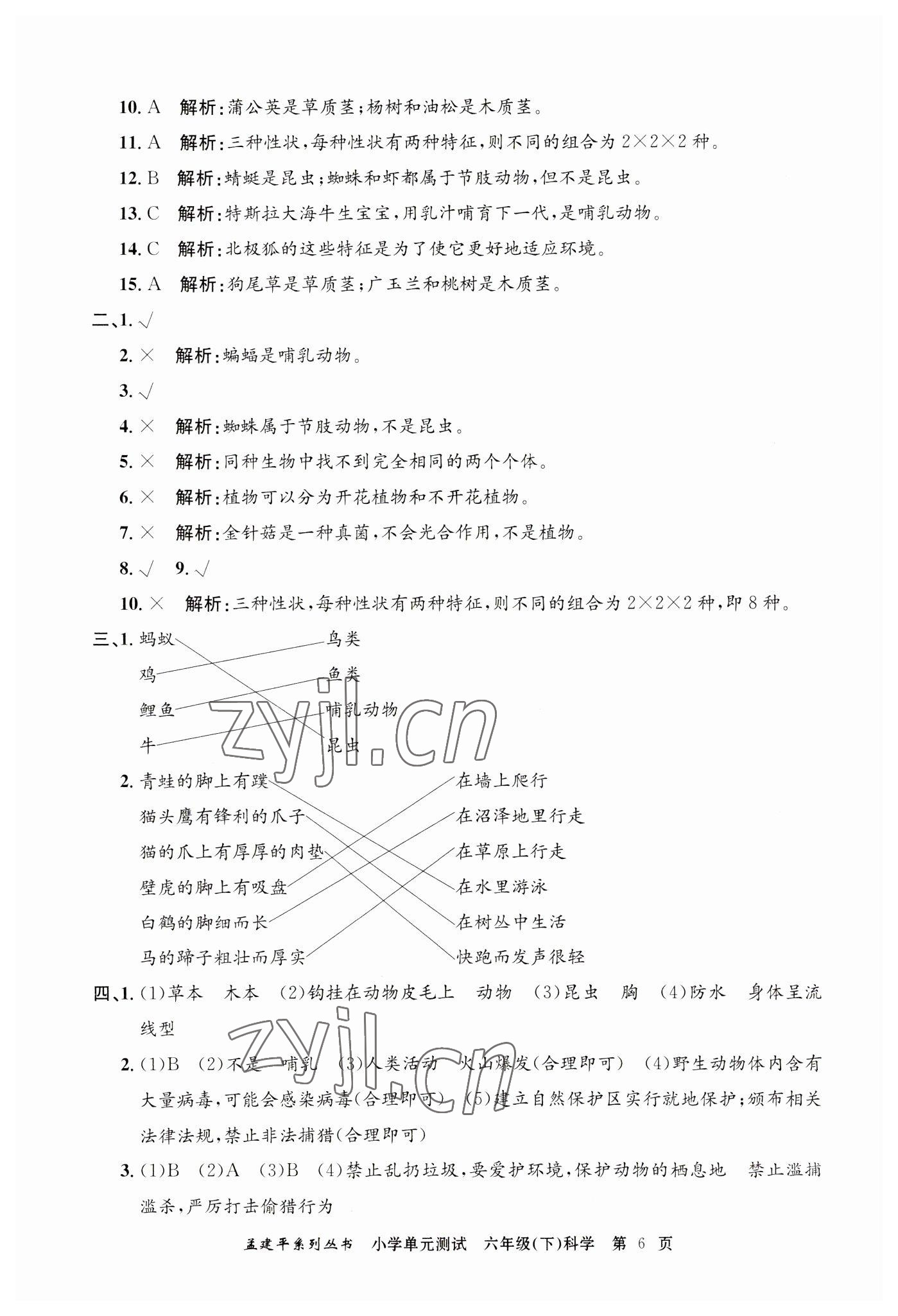 2023年孟建平單元測試六年級科學(xué)下冊教科版 第6頁