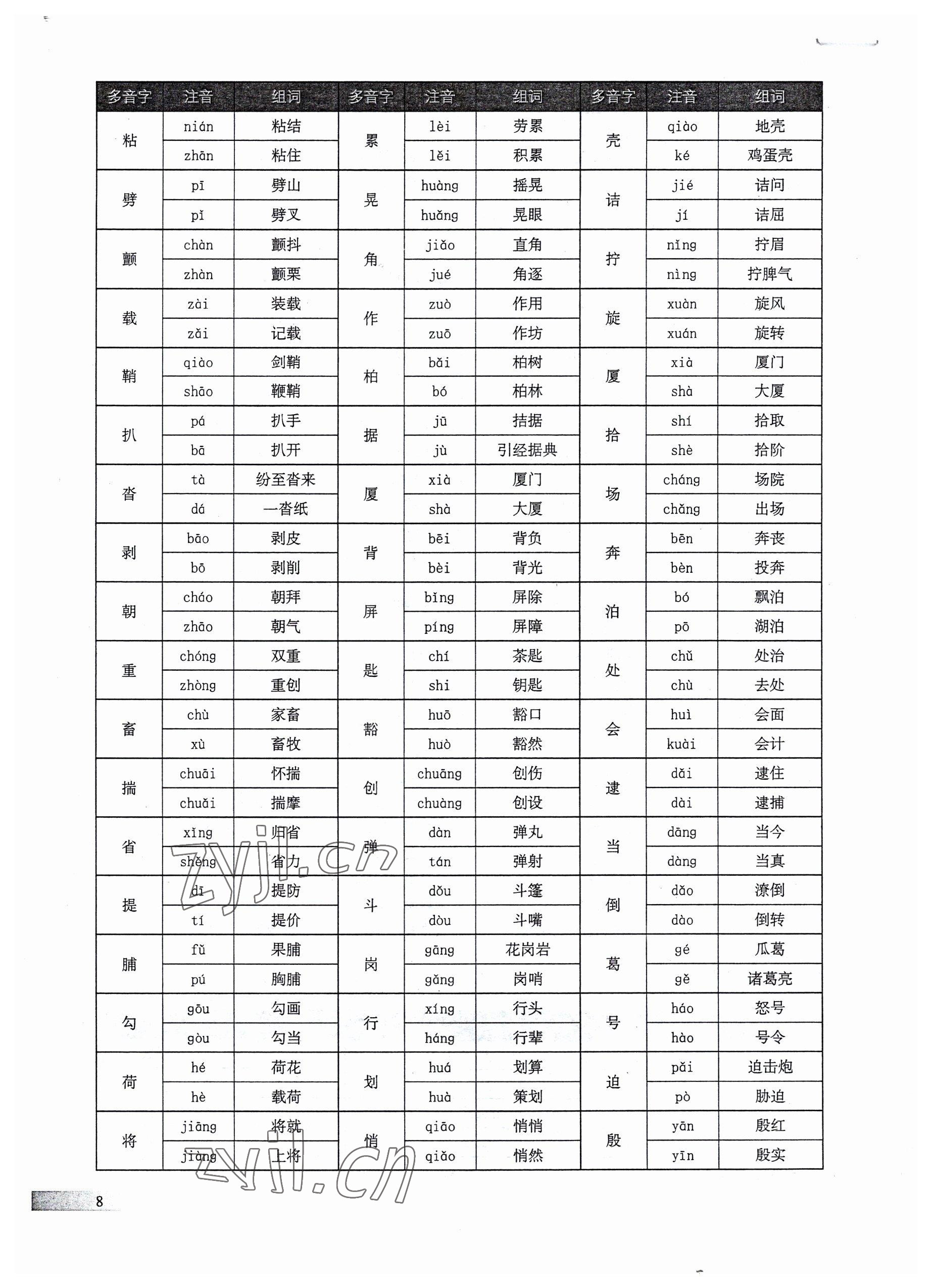 2023年中考高效復習學與教語文廣州專版 參考答案第8頁