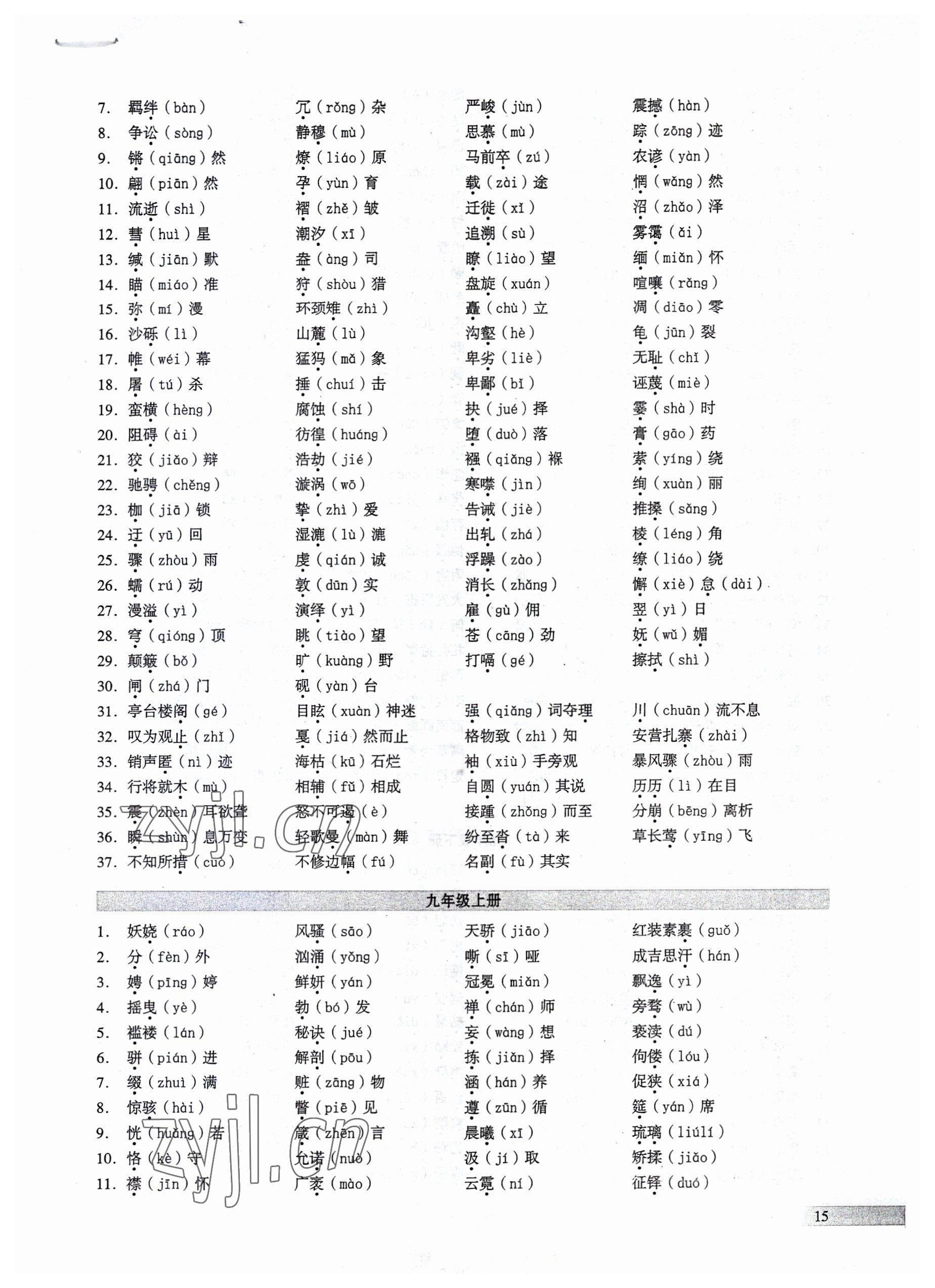 2023年中考高效复习学与教语文广州专版 参考答案第15页