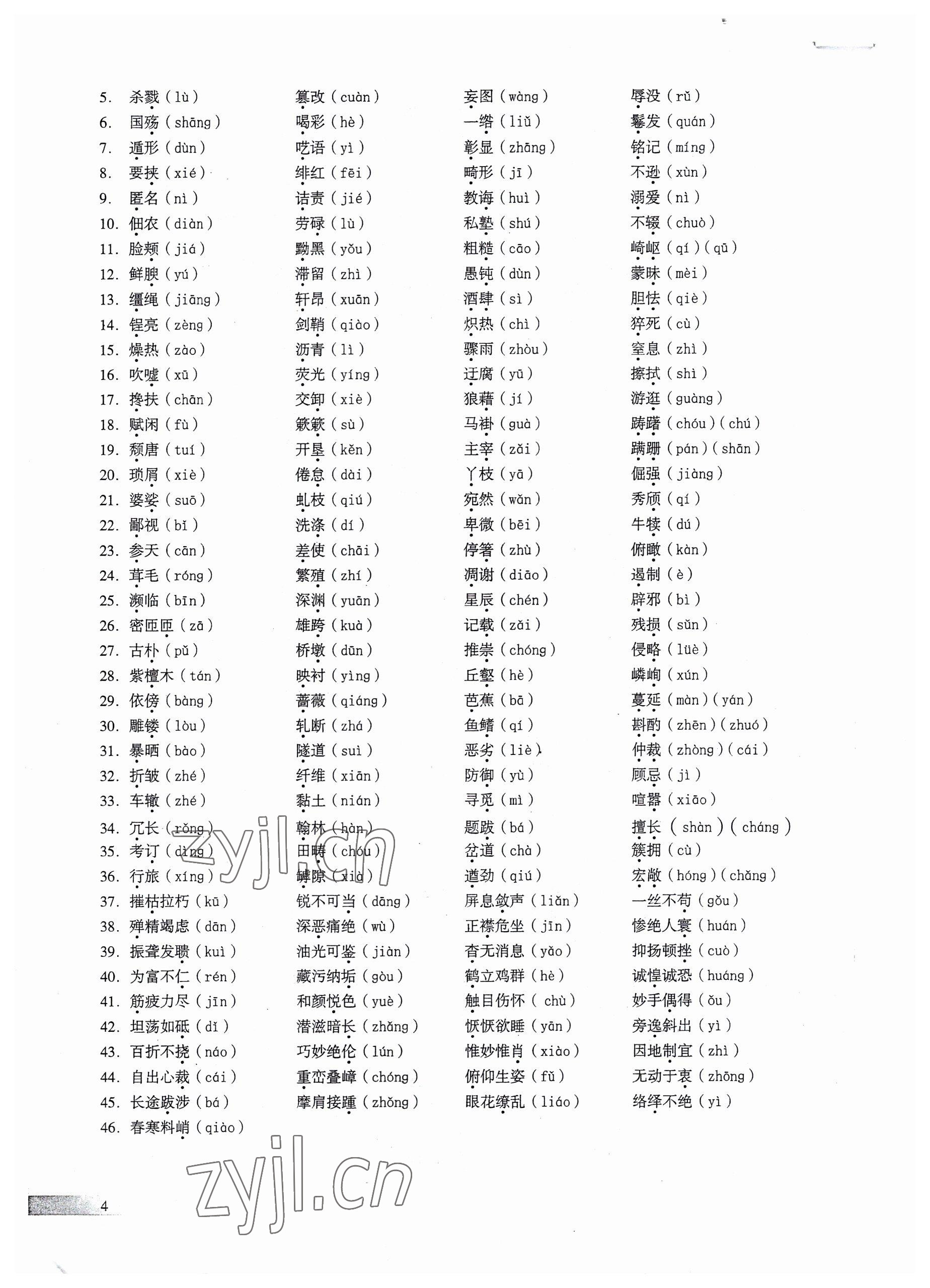 2023年中考高效復習學與教語文廣州專版 參考答案第4頁