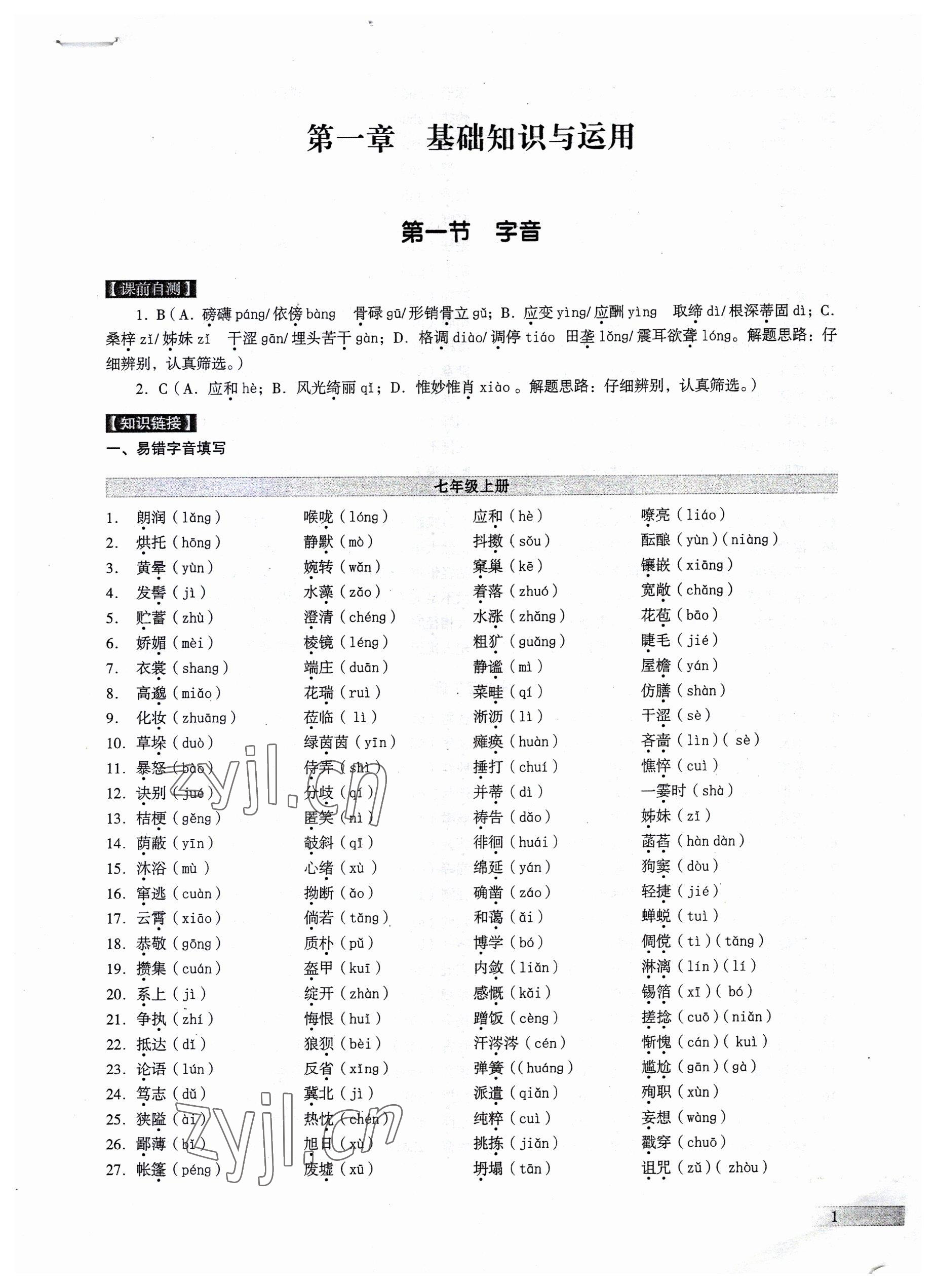 2023年中考高效复习学与教语文广州专版 参考答案第1页