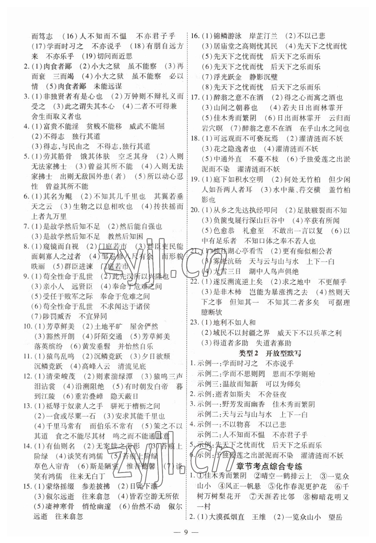 2023年中考123基礎(chǔ)章節(jié)總復(fù)習(xí)測(cè)試卷語(yǔ)文龍東專(zhuān)版 第9頁(yè)