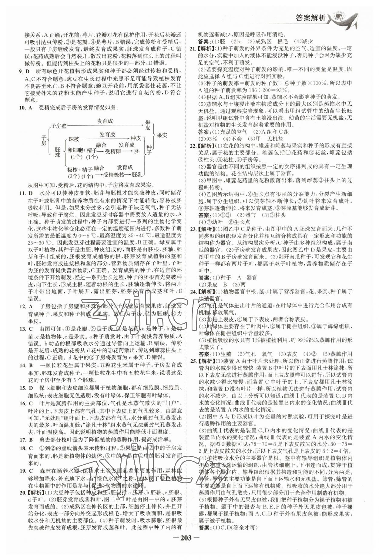 2023年世紀(jì)金榜初中全程復(fù)習(xí)方略生物福建專版 參考答案第6頁