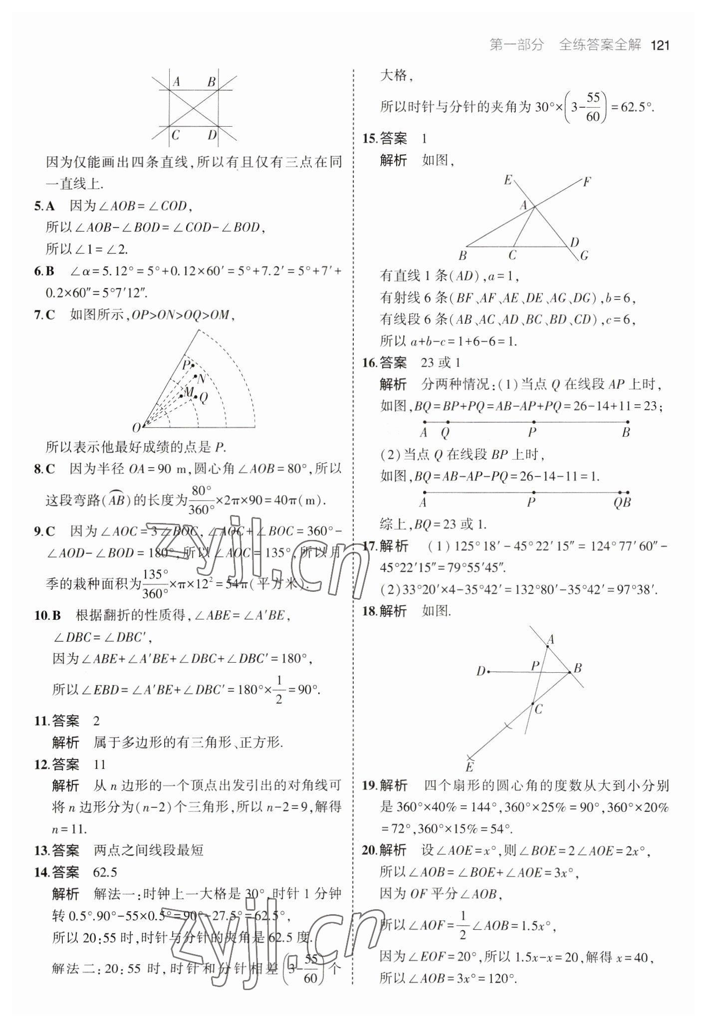 2023年5年中考3年模拟六年级数学下册鲁教版山东专版54制 参考答案第11页