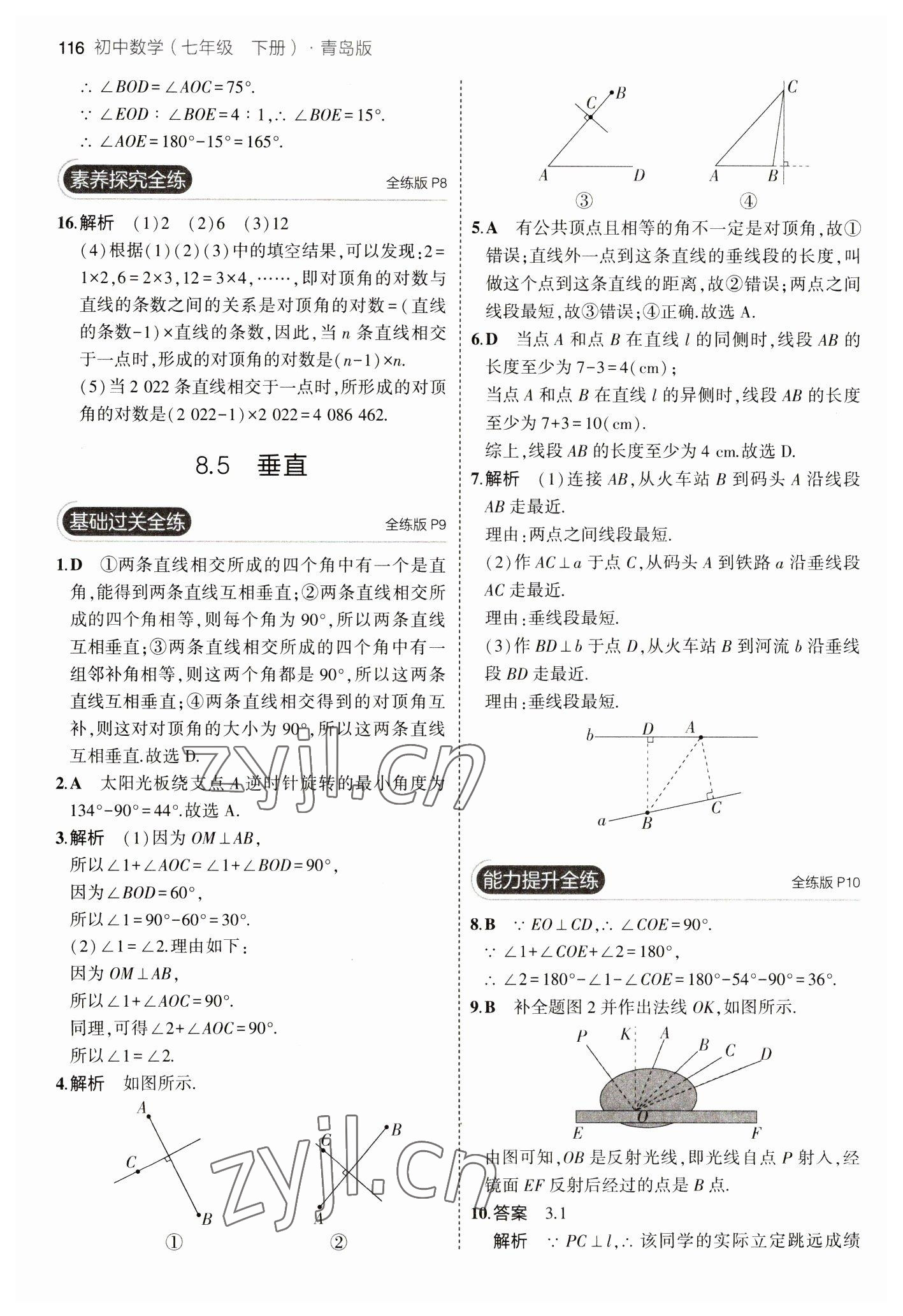 2023年5年中考3年模拟初中数学七年级下册青岛版 参考答案第6页