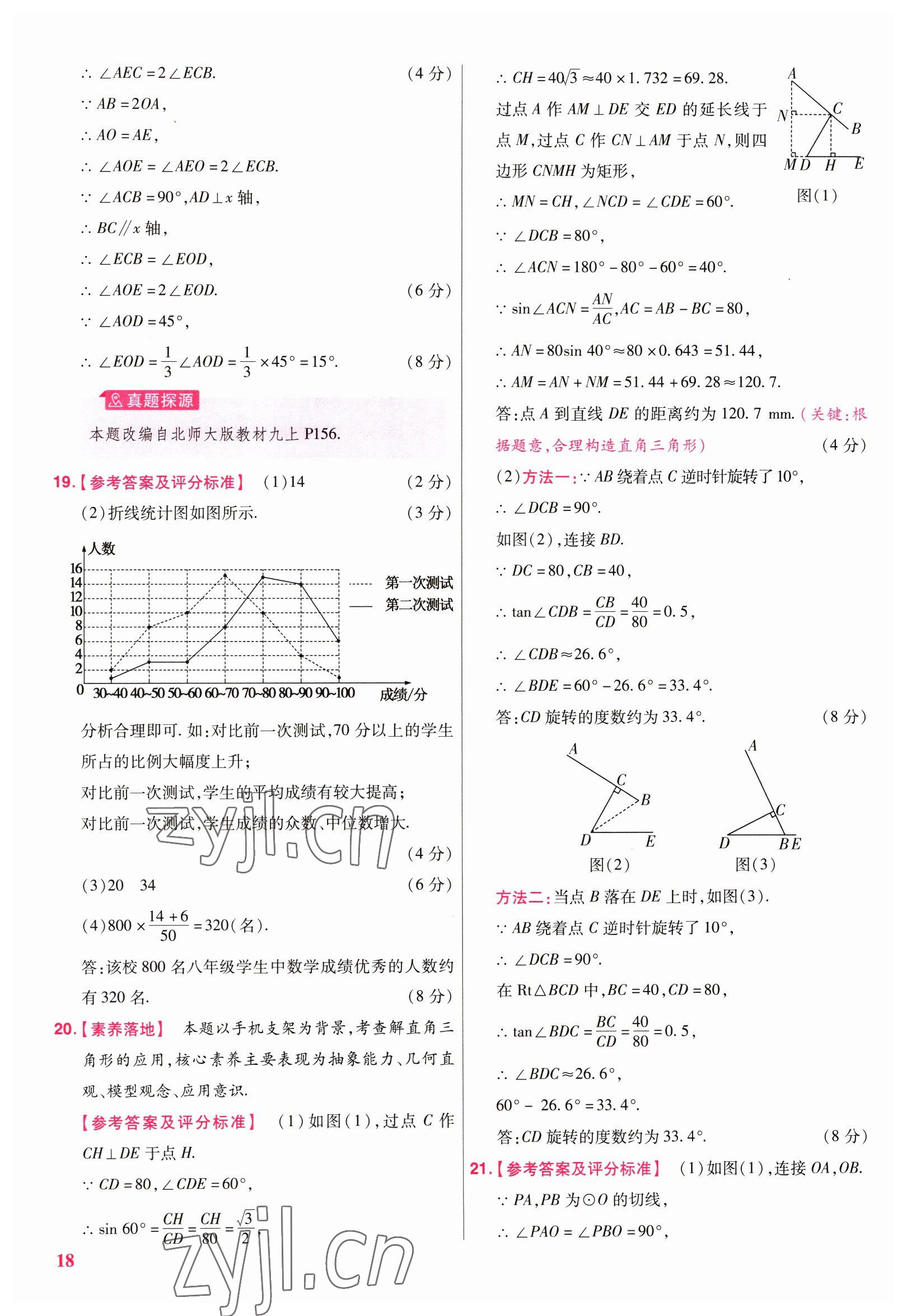 2023年金考卷江西中考45套匯編數(shù)學(xué) 參考答案第18頁