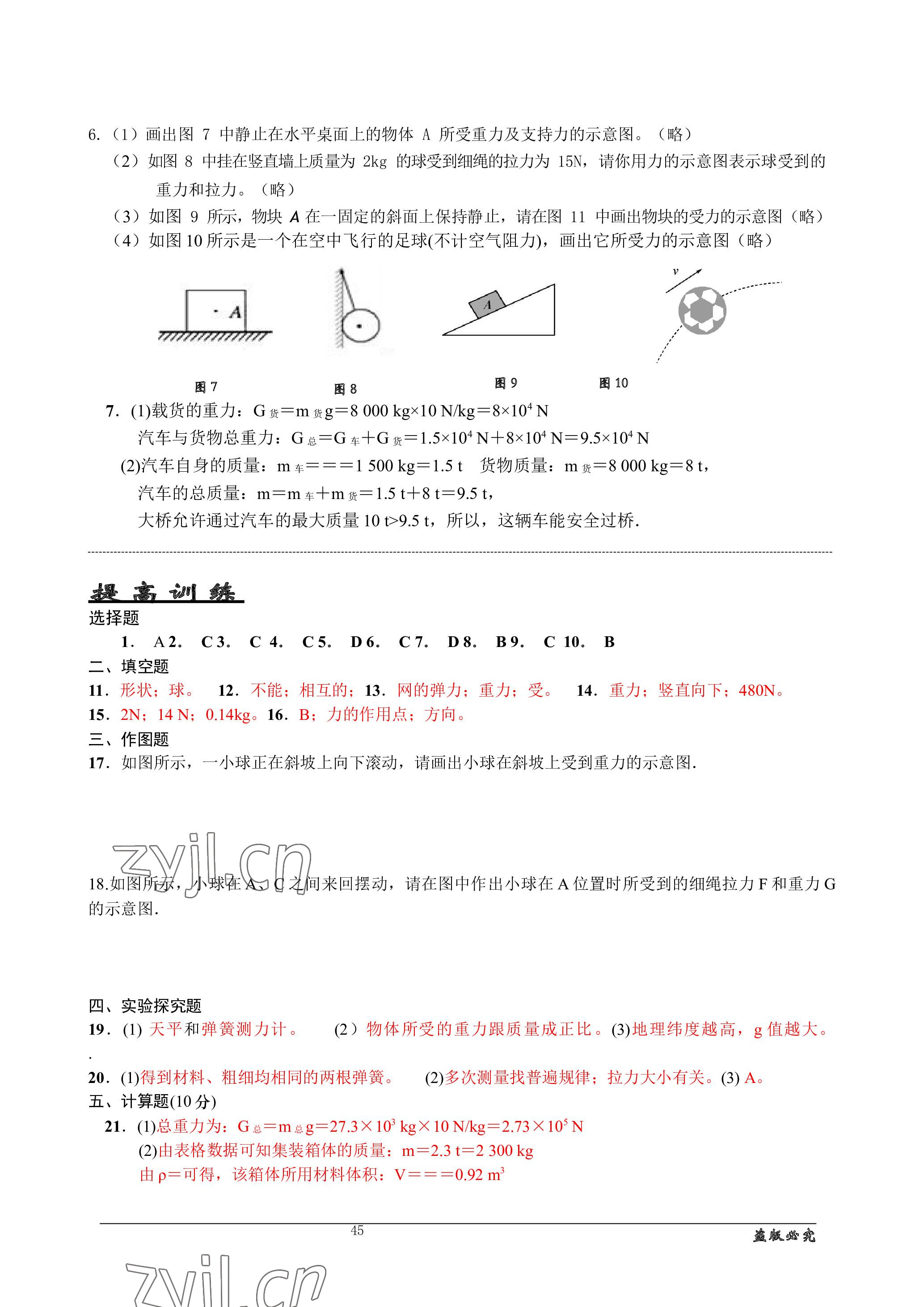 2023年名师测控中考特训方案物理十堰专版&nbsp;参考答案第9页