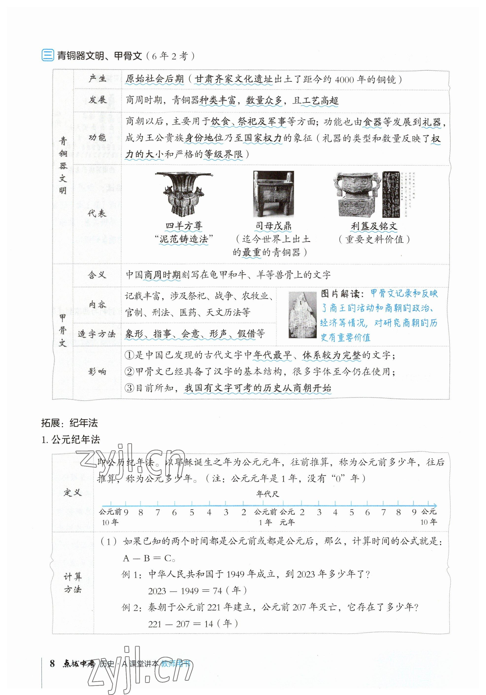 2023年荣德基点拨中考历史福建专版 参考答案第8页