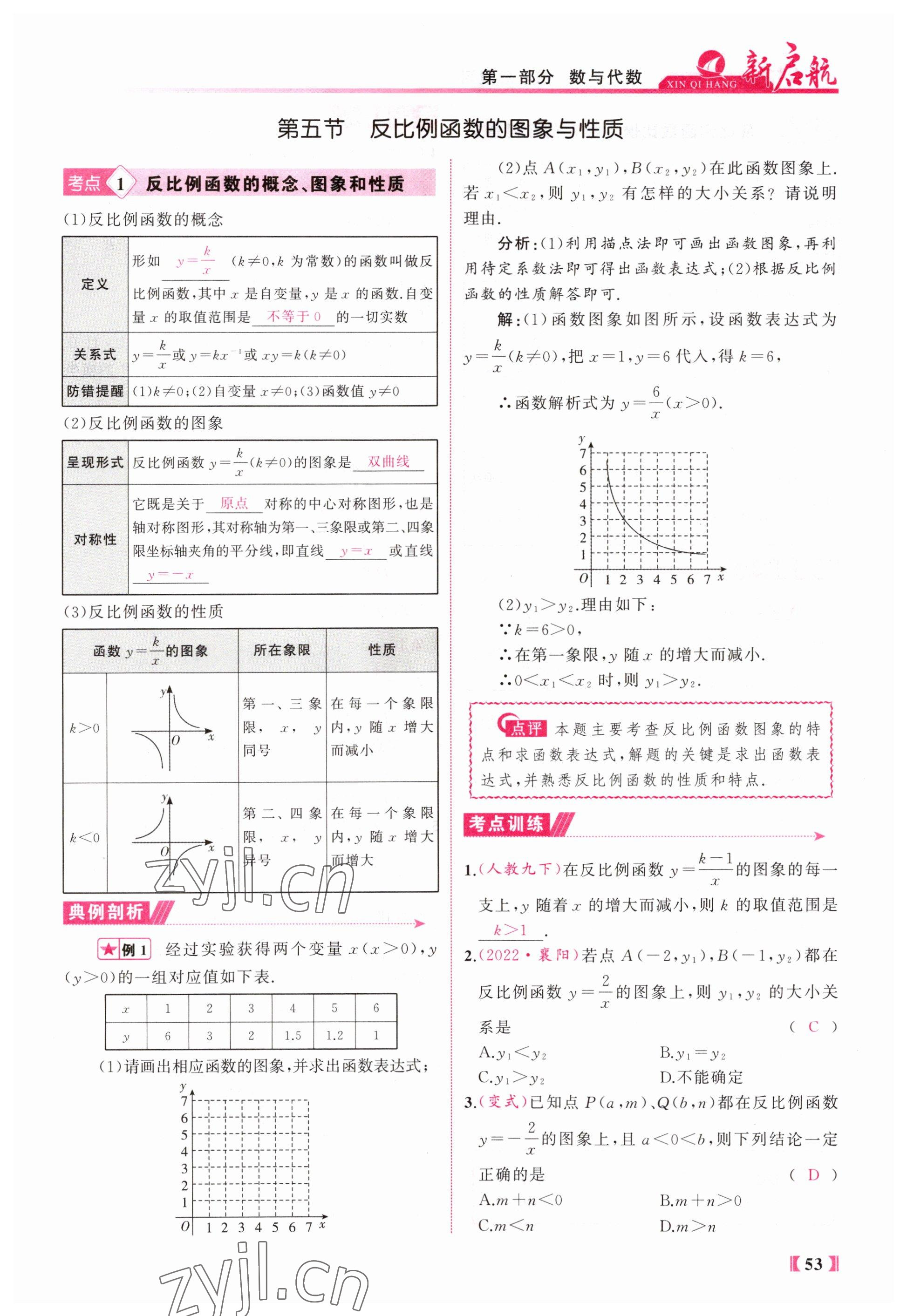 2023年新啟航中考總復習數學福建專版 參考答案第53頁