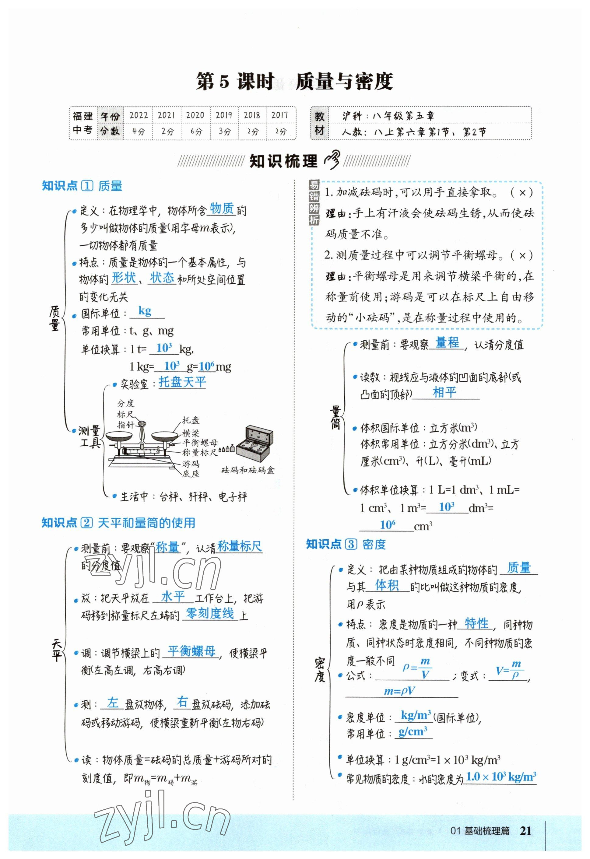 2023年荣德基点拨中考物理福建专版 参考答案第69页