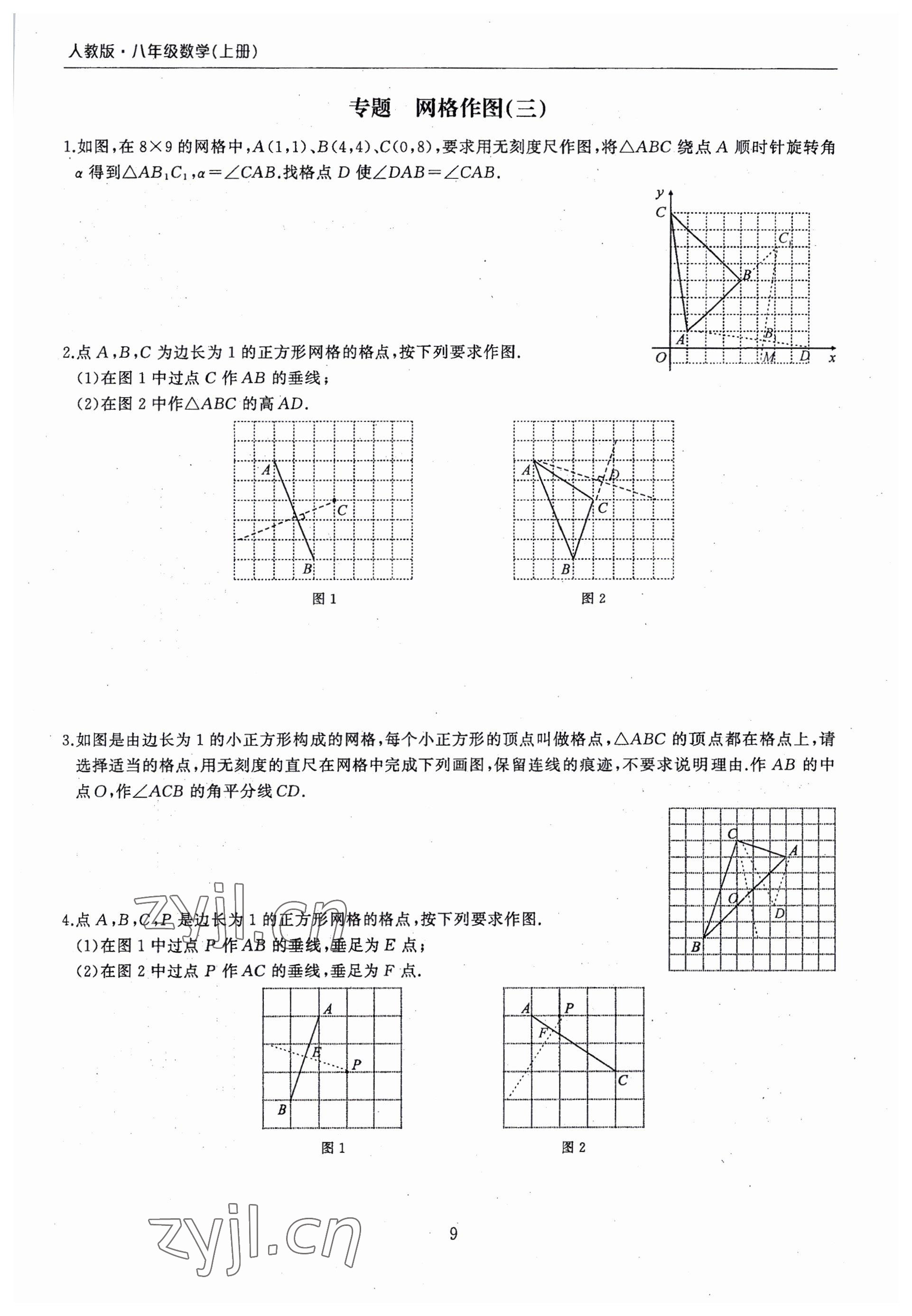 2022年思維新觀察期末復習專題八年級數(shù)學上冊人教版 參考答案第9頁