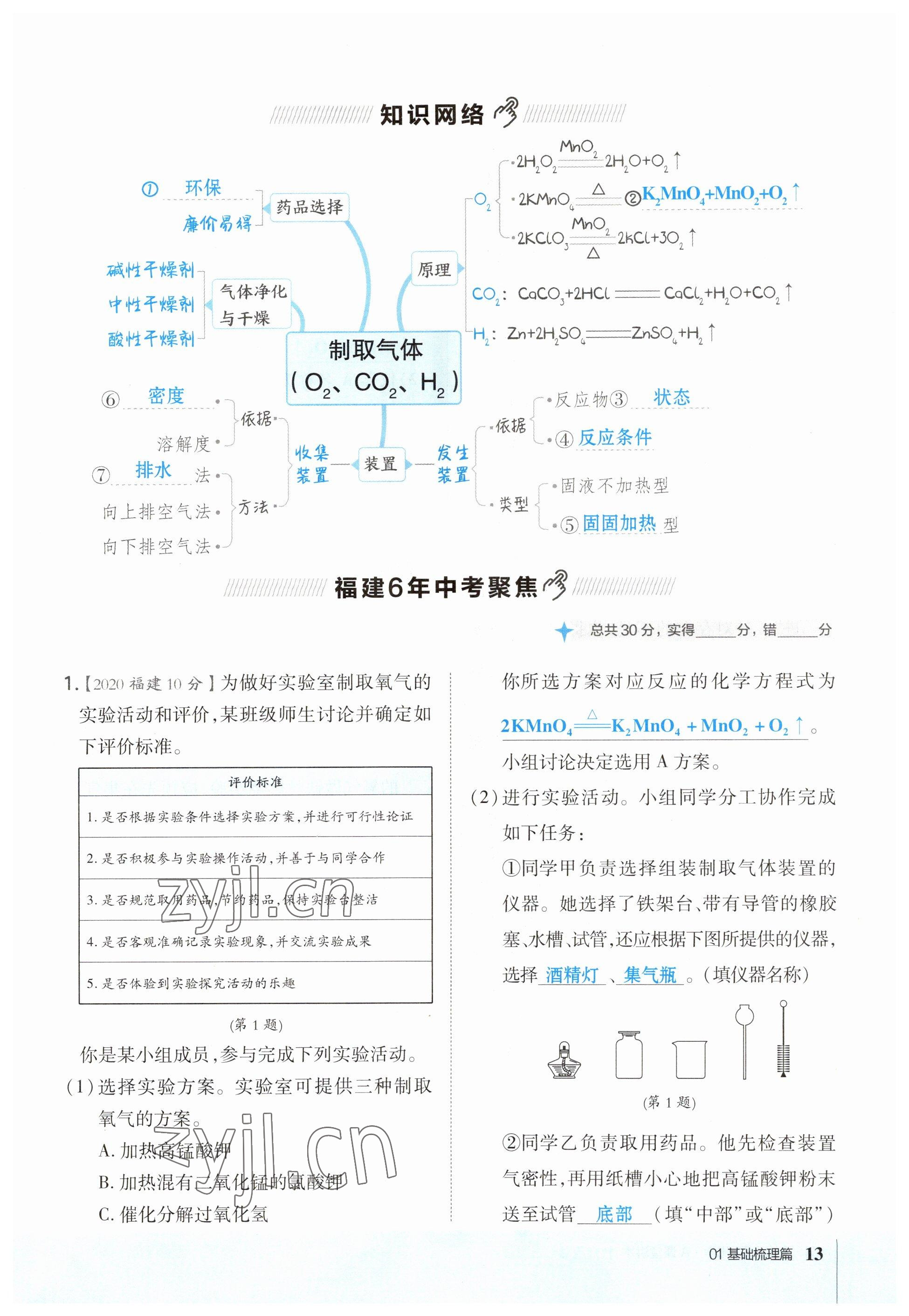 2023年荣德基点拨中考化学福建专版 参考答案第13页