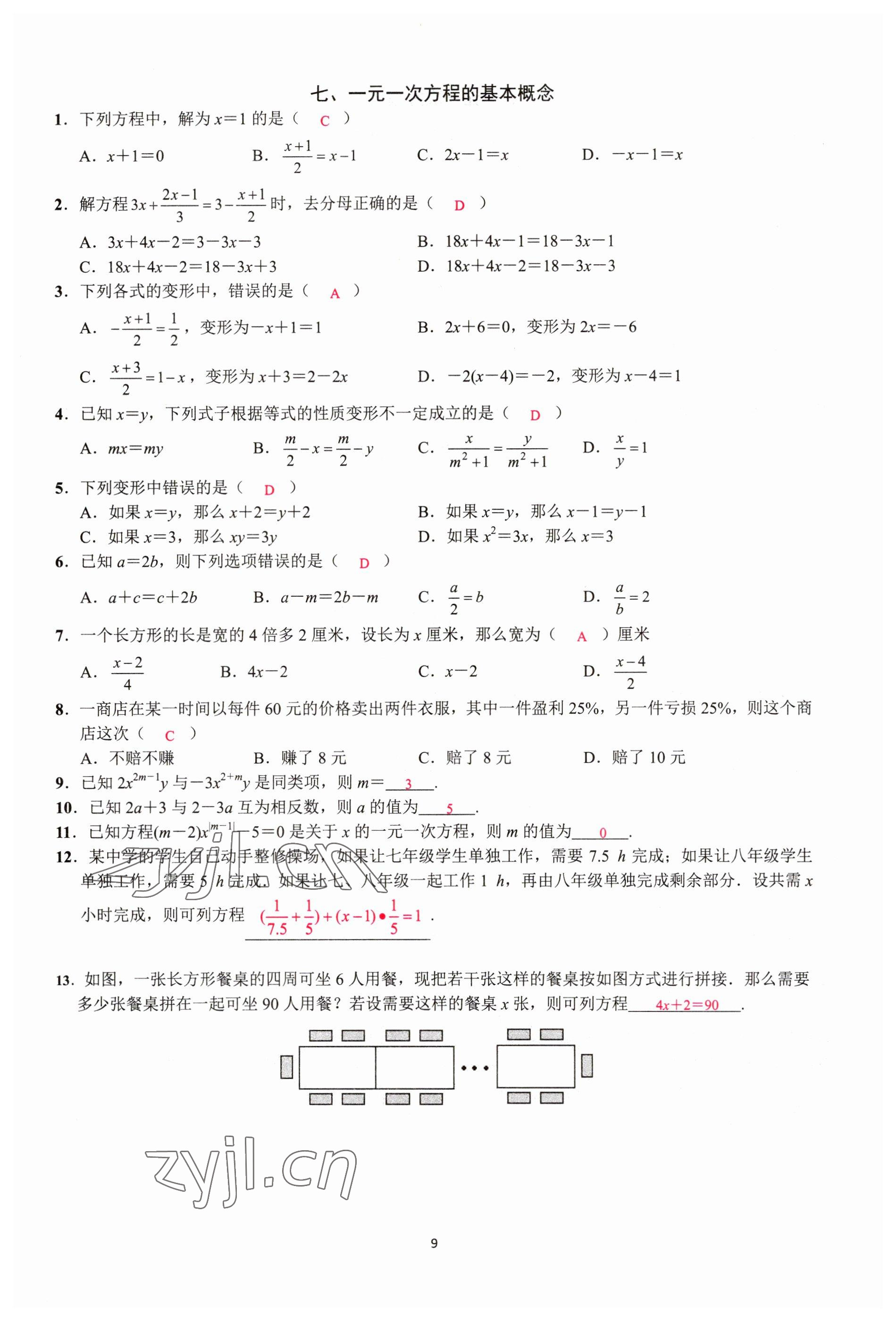 2022年思維新觀察期末復(fù)習(xí)專(zhuān)題七年級(jí)數(shù)學(xué)上冊(cè)人教版 參考答案第8頁(yè)