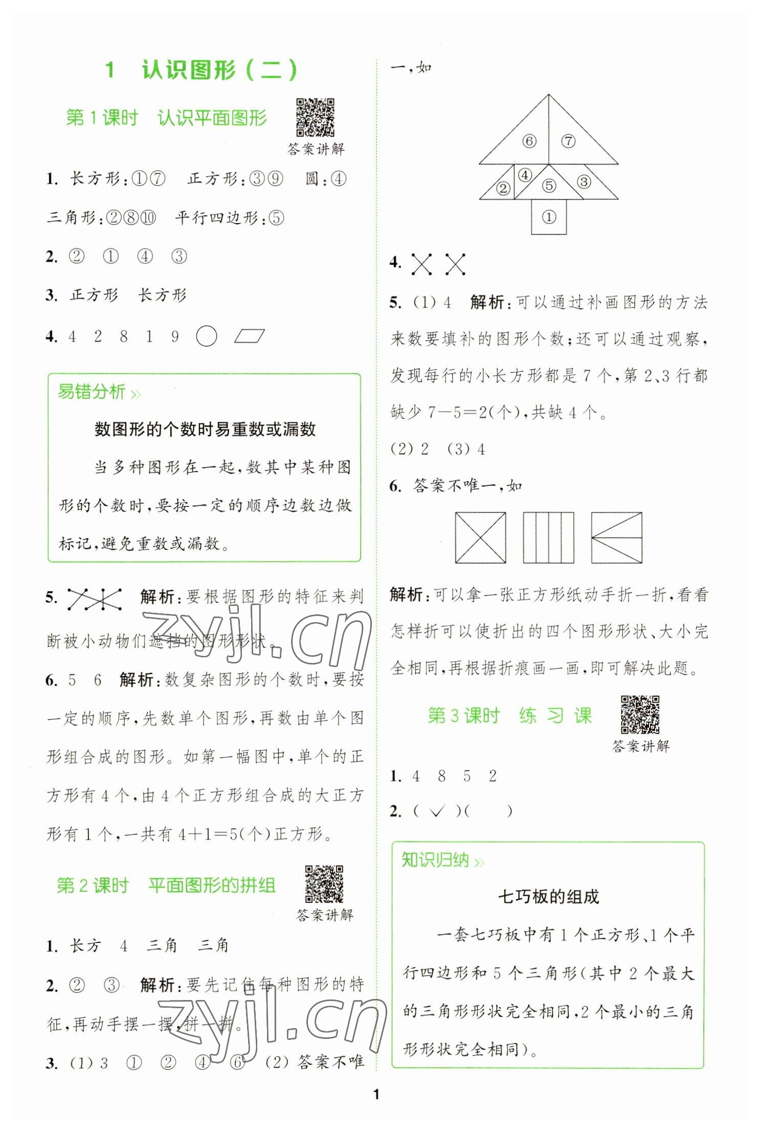 2023年拔尖特訓(xùn)一年級(jí)數(shù)學(xué)下冊(cè)人教版 參考答案第1頁(yè)