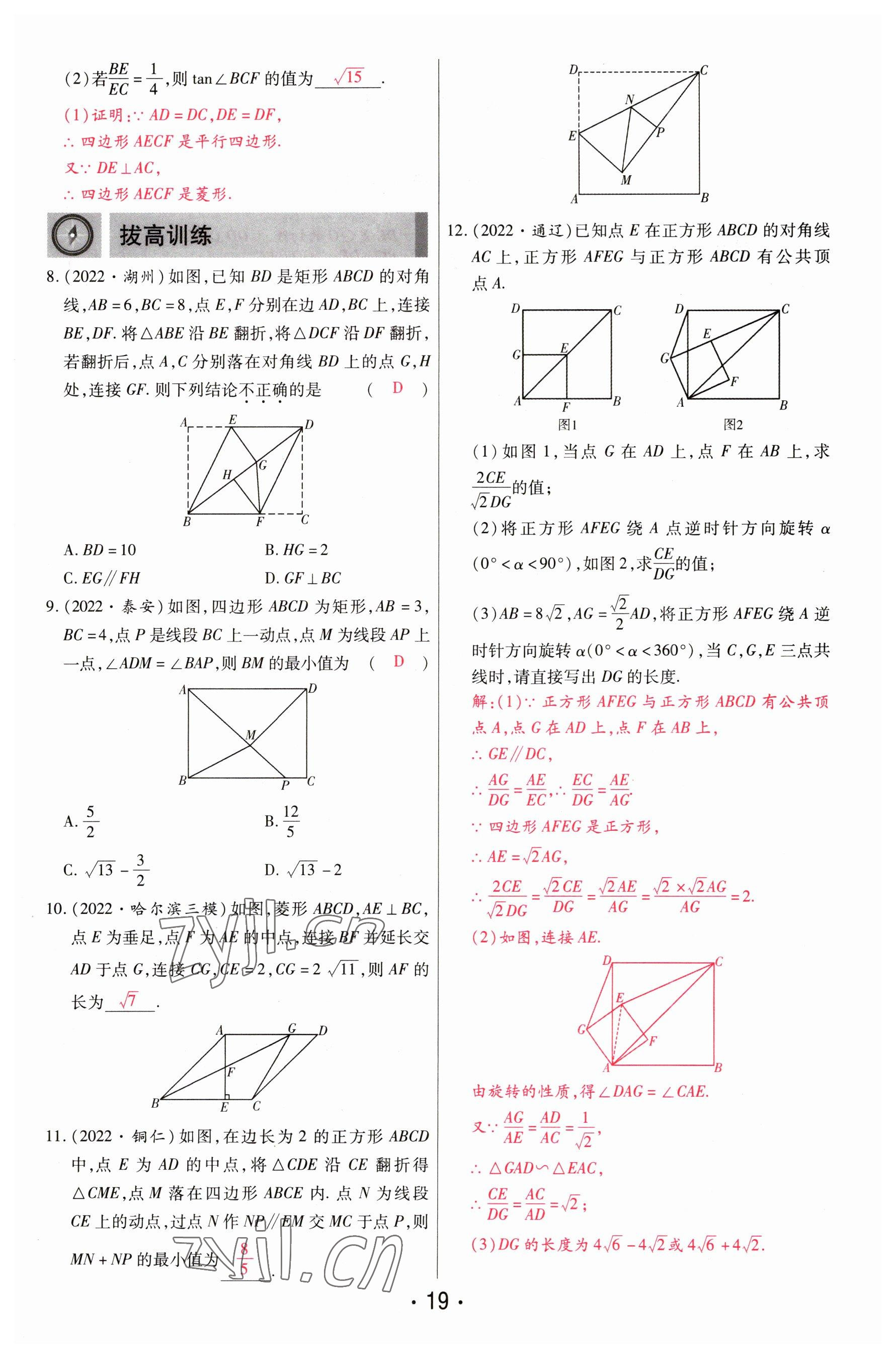 2023年理想中考數(shù)學(xué)河南專版 參考答案第19頁