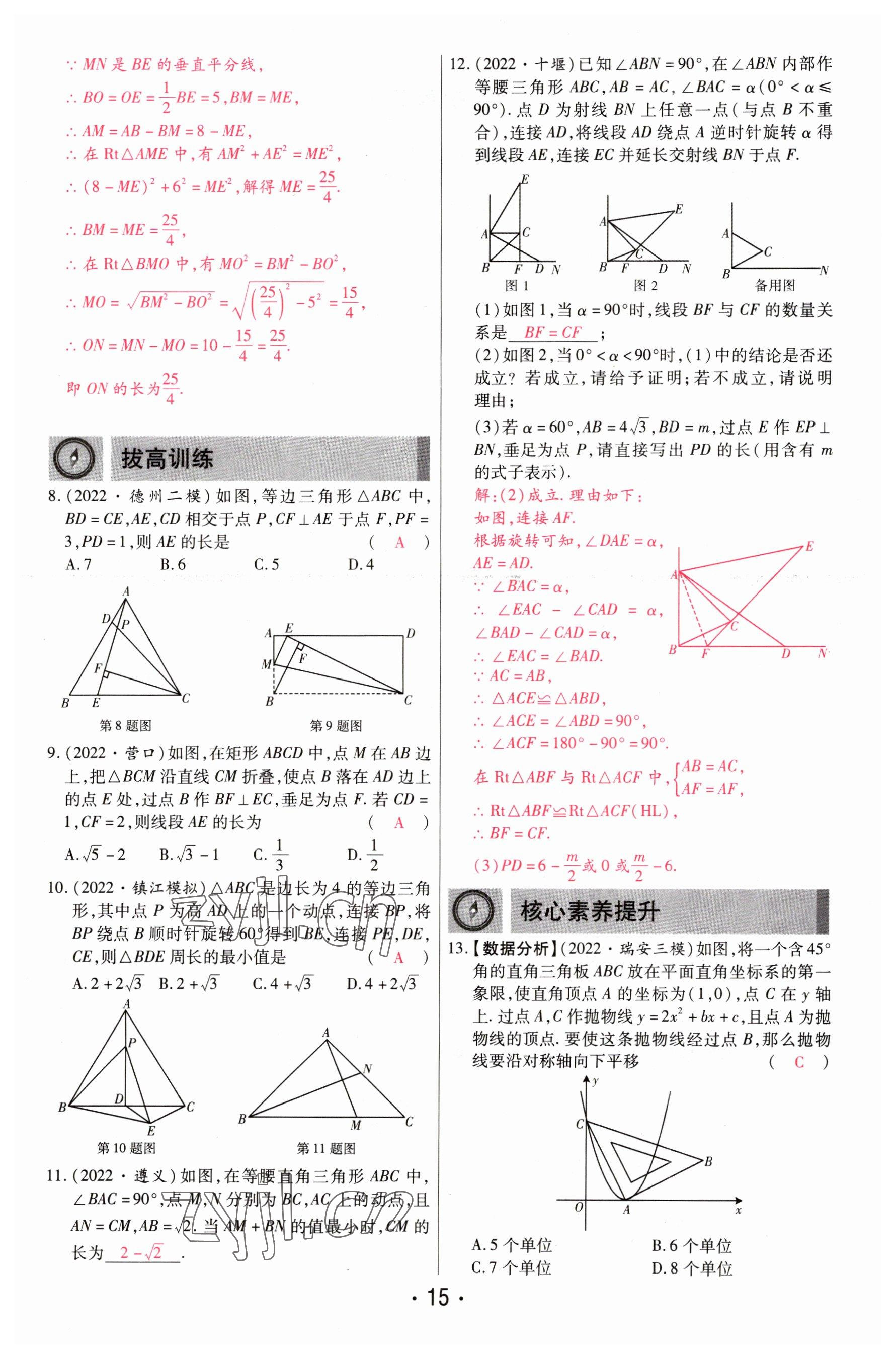 2023年理想中考數(shù)學(xué)河南專版 參考答案第15頁